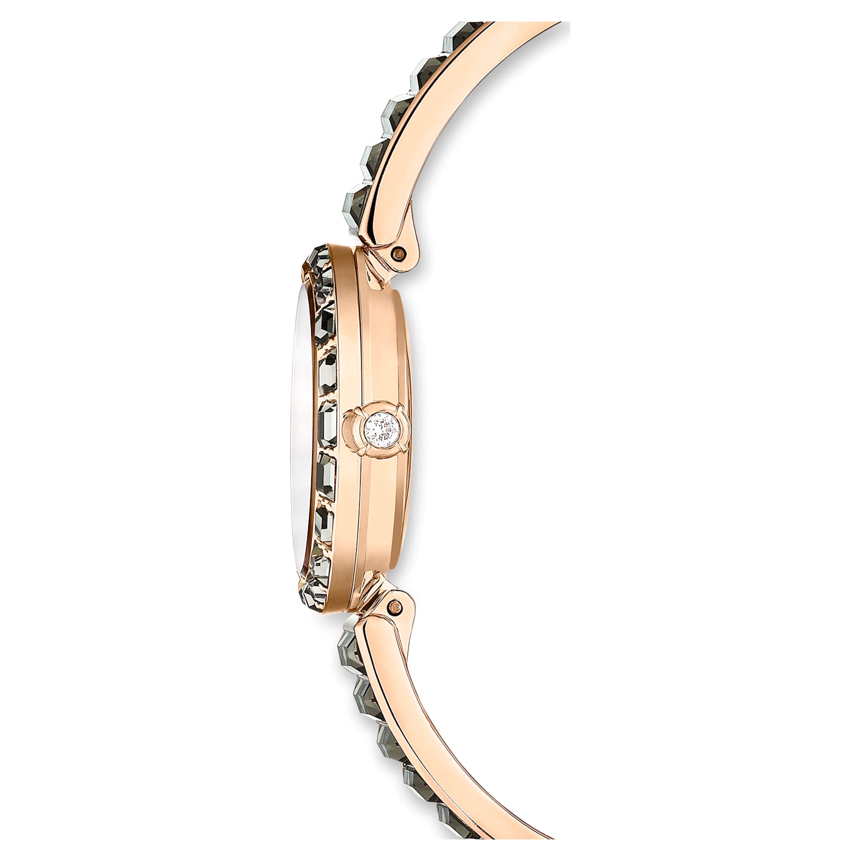 Matrix bangle watch, Swiss Made, Crystal bracelet, Grey, Rose gold-tone finish by SWAROVSKI