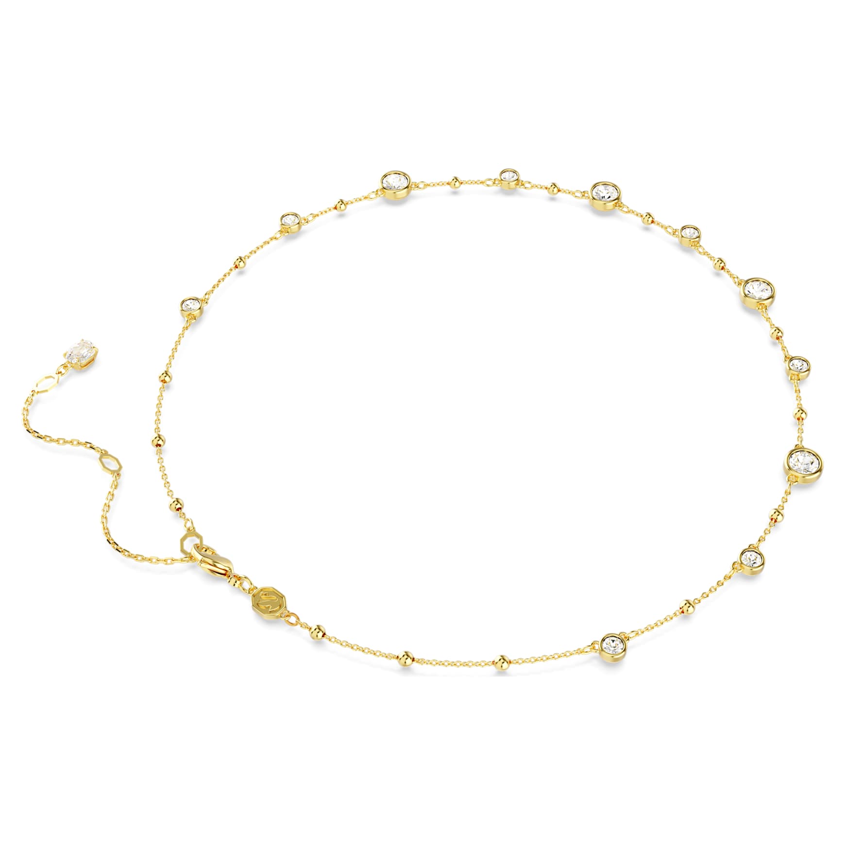 Imber necklace, Round cut, Scattered design, White, 18K gold finish
