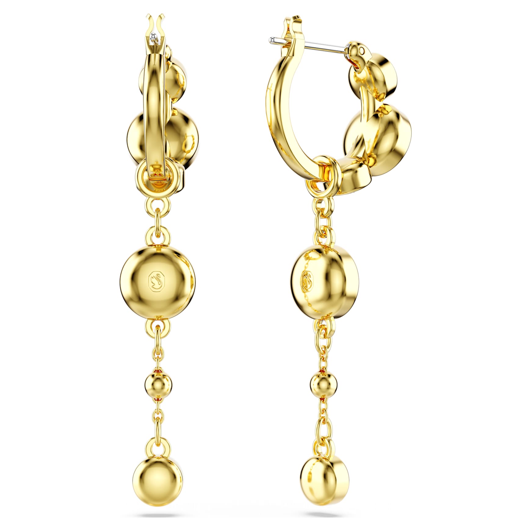Imber drop earrings, Round cut, White, 18K gold finish