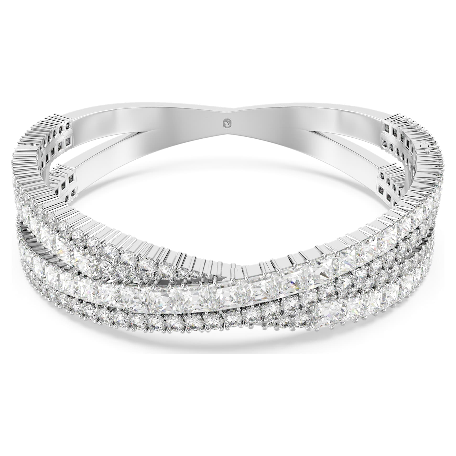 Hyperbola cuff, Mixed cuts, Infinity, White, Rhodium plated