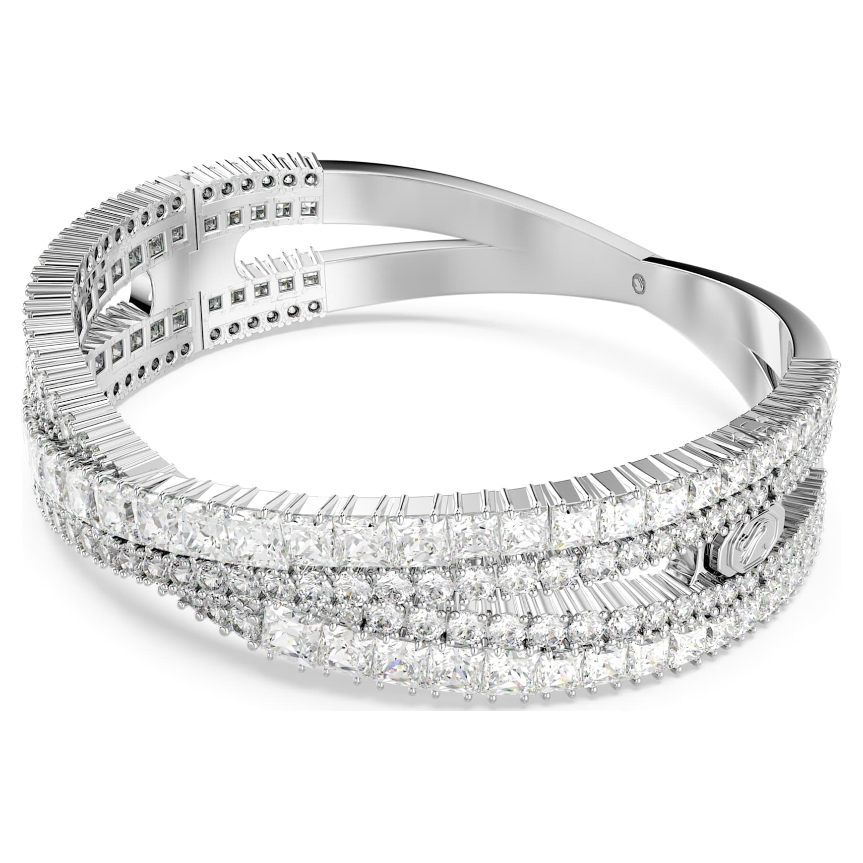 Hyperbola cuff, Mixed cuts, Infinity, White, Rhodium plated