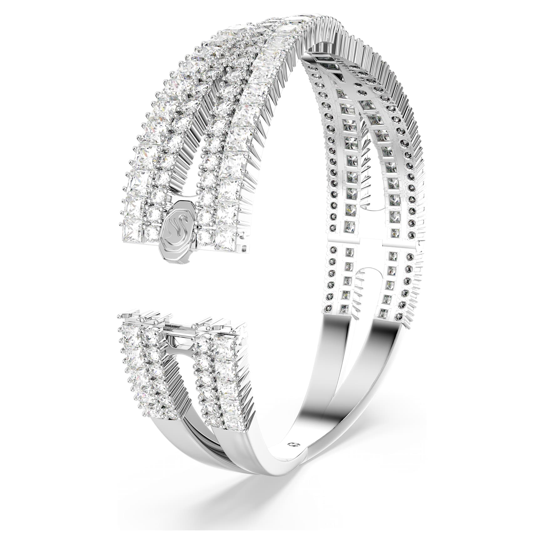Hyperbola cuff, Mixed cuts, Infinity, White, Rhodium plated