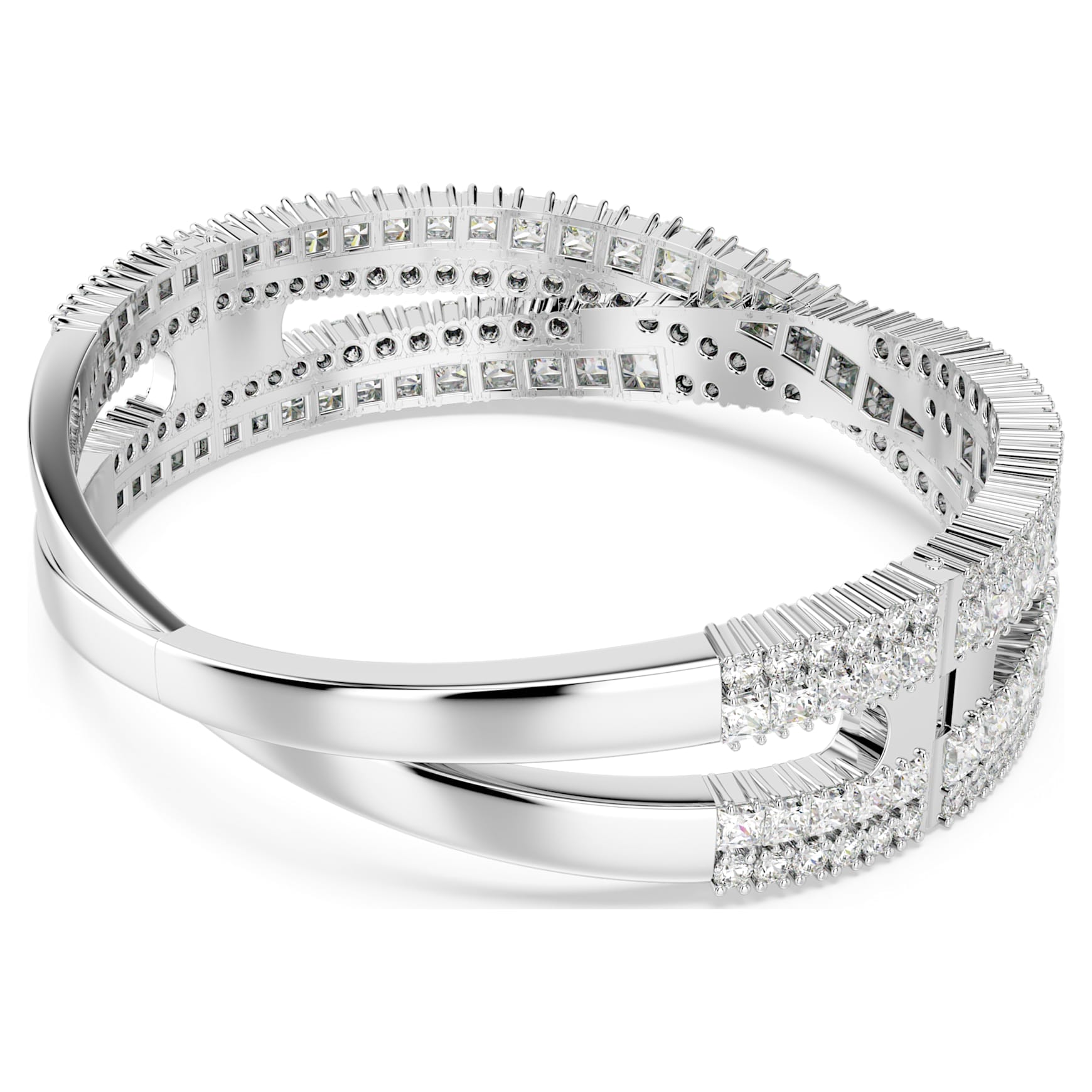 Hyperbola cuff, Mixed cuts, Infinity, White, Rhodium plated