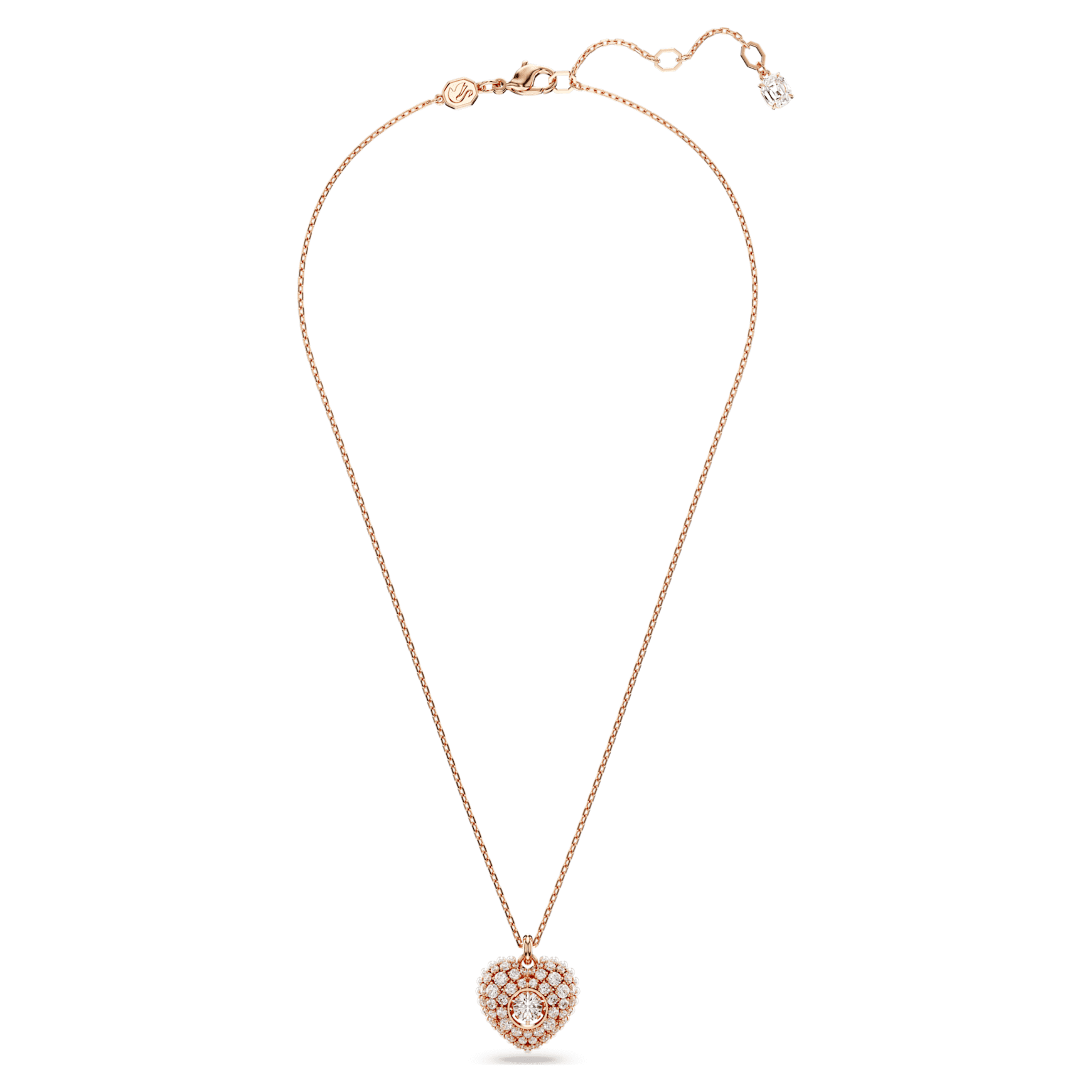 Idyllia pendant, Crystal pearl, Heart, White, 18K rose gold finish