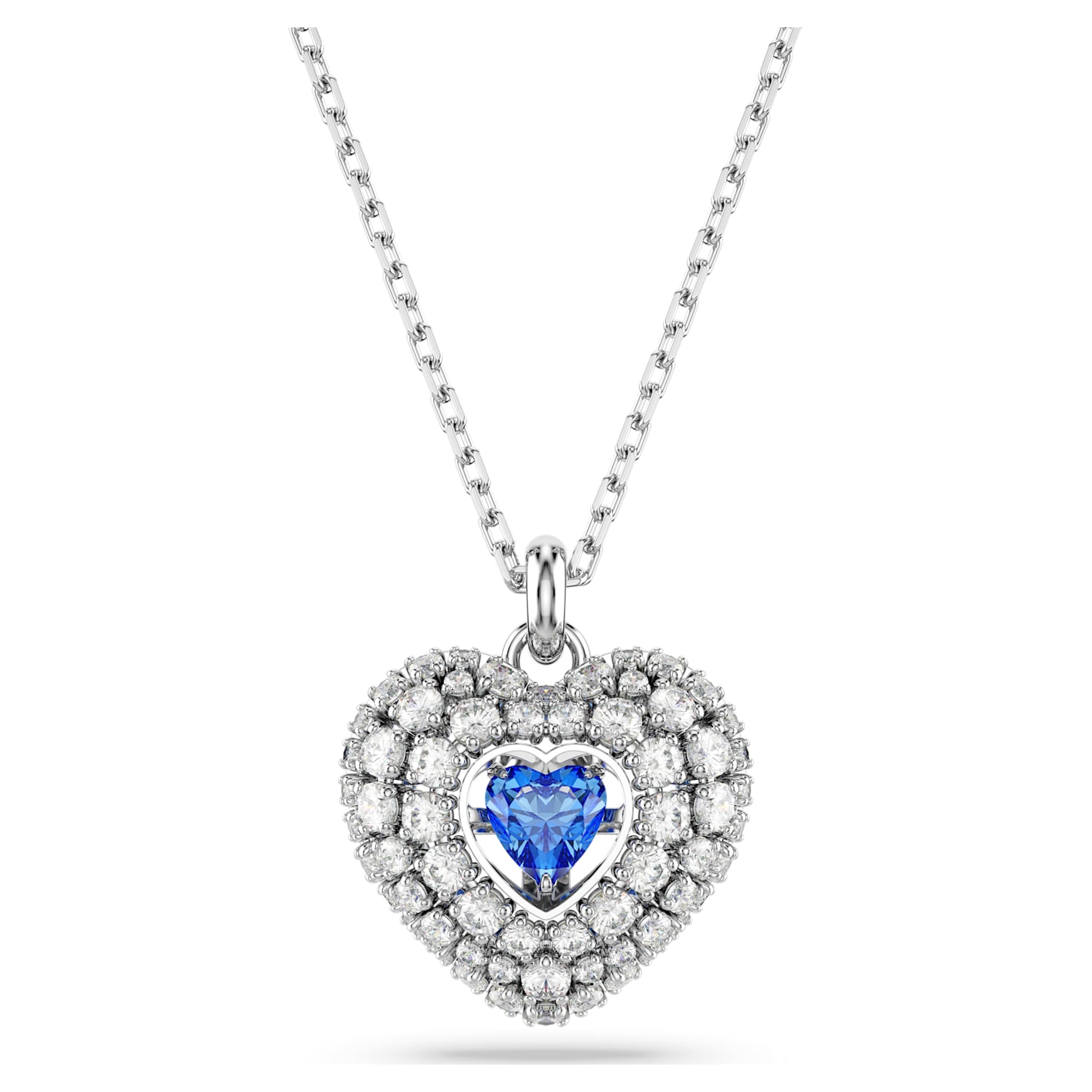 Idyllia pendant, Heart, Blue, Rhodium plated by SWAROVSKI