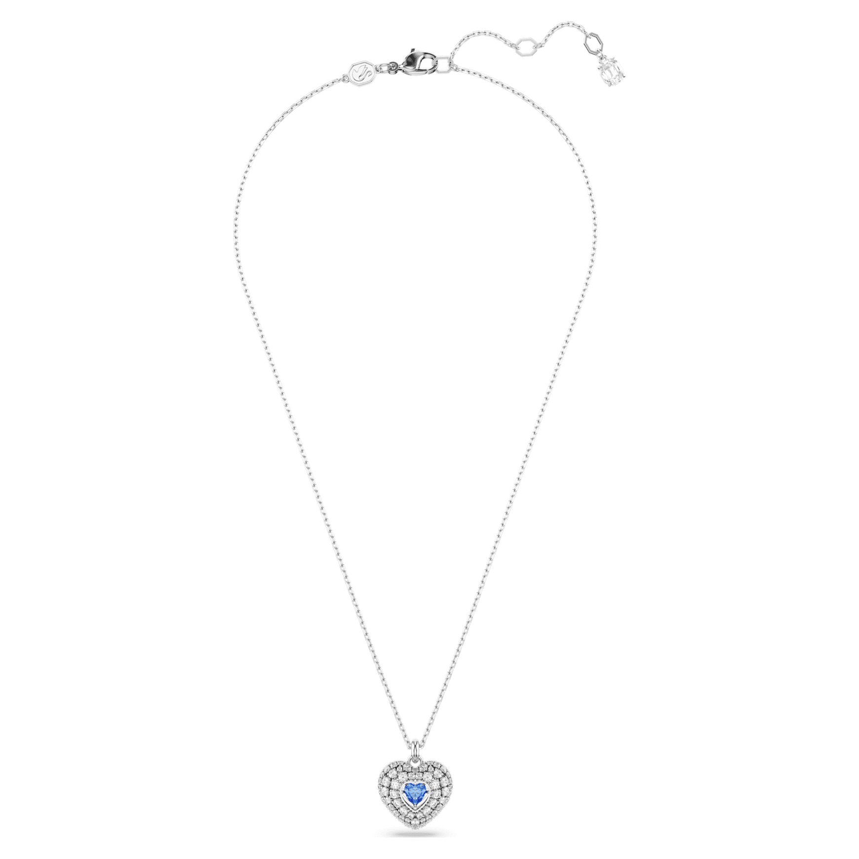 Colgante Idyllia, Corazón, Azul, Baño de rodio - Swarovski, 5680403