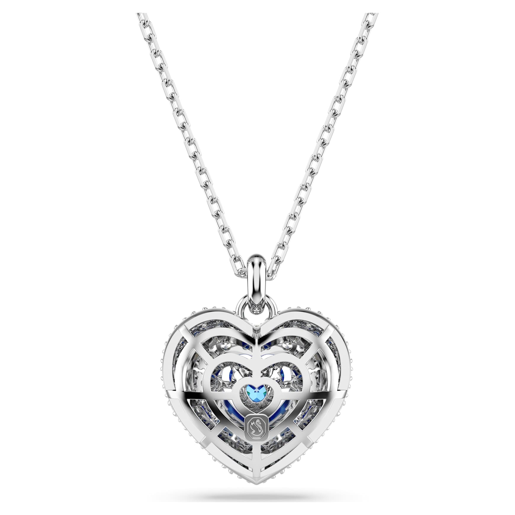 Colgante Idyllia, Corazón, Azul, Baño de rodio - Swarovski, 5680403