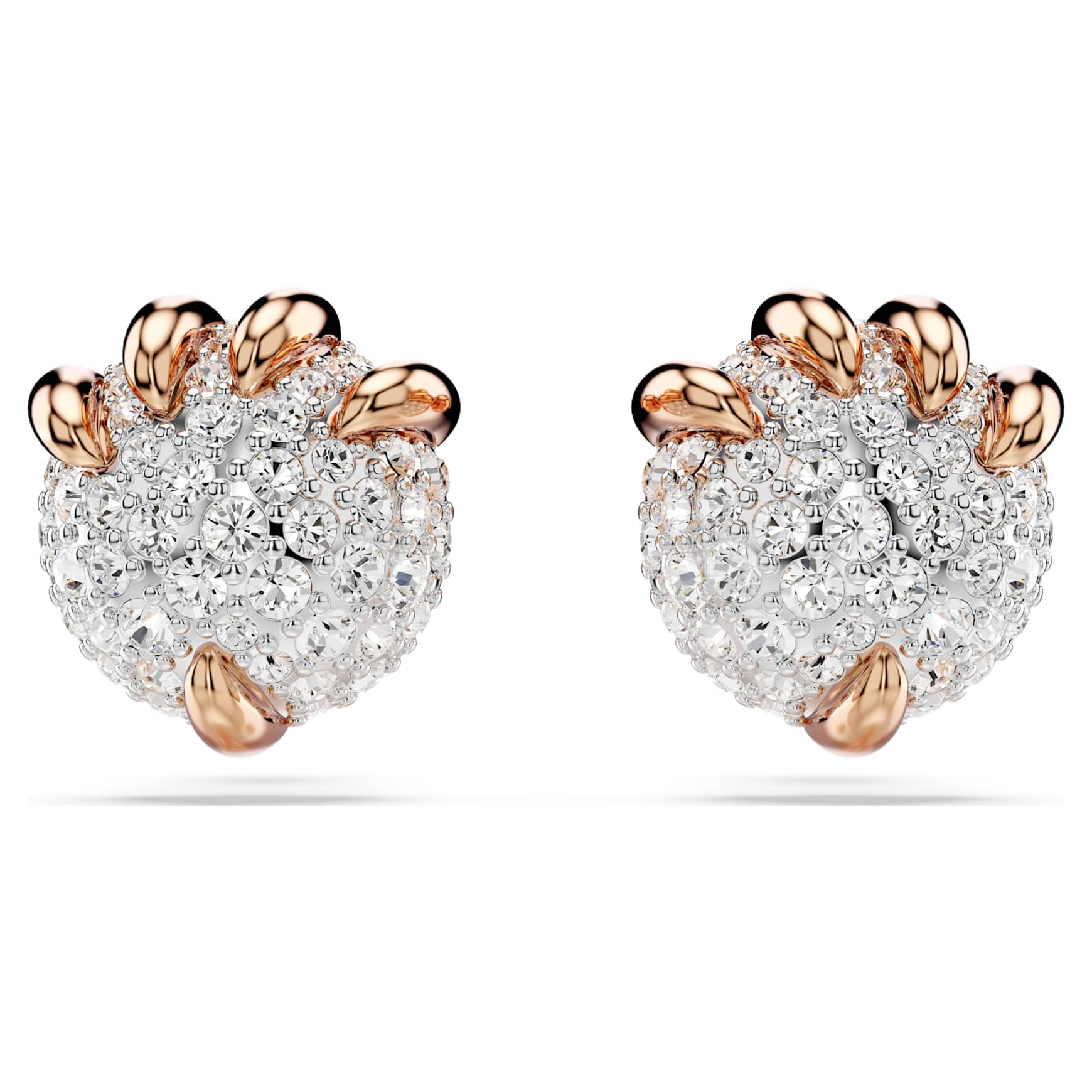 Dragon & Phoenix stud earrings, Dragon’s claw, White, 18K rose gold finish