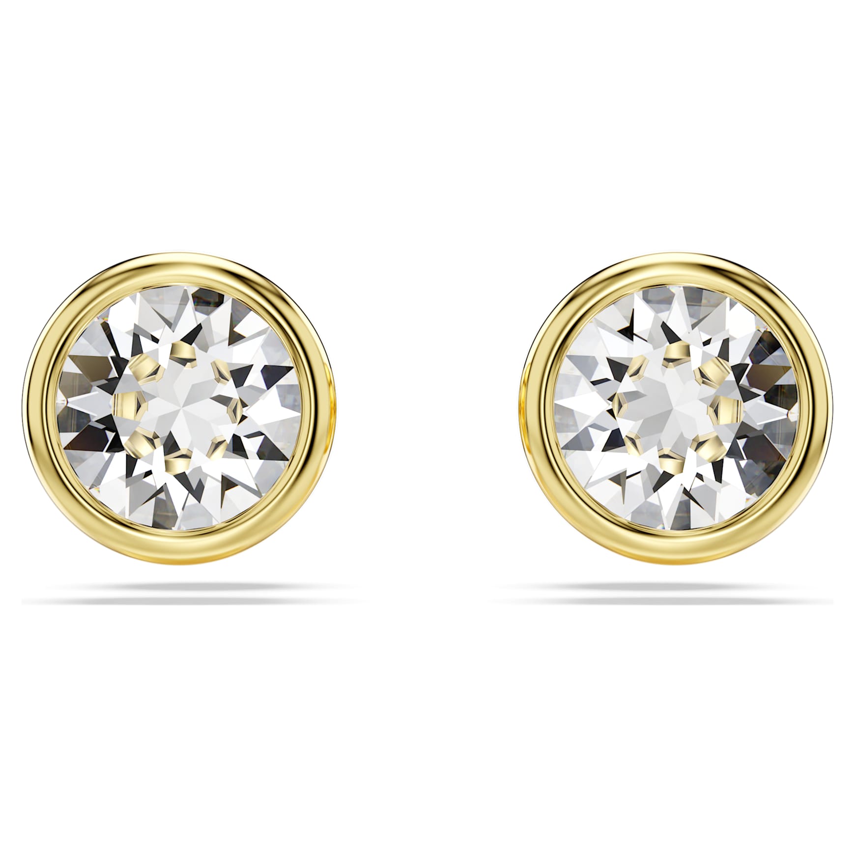 Imber stud earrings, Round cut, White, 18K gold finish