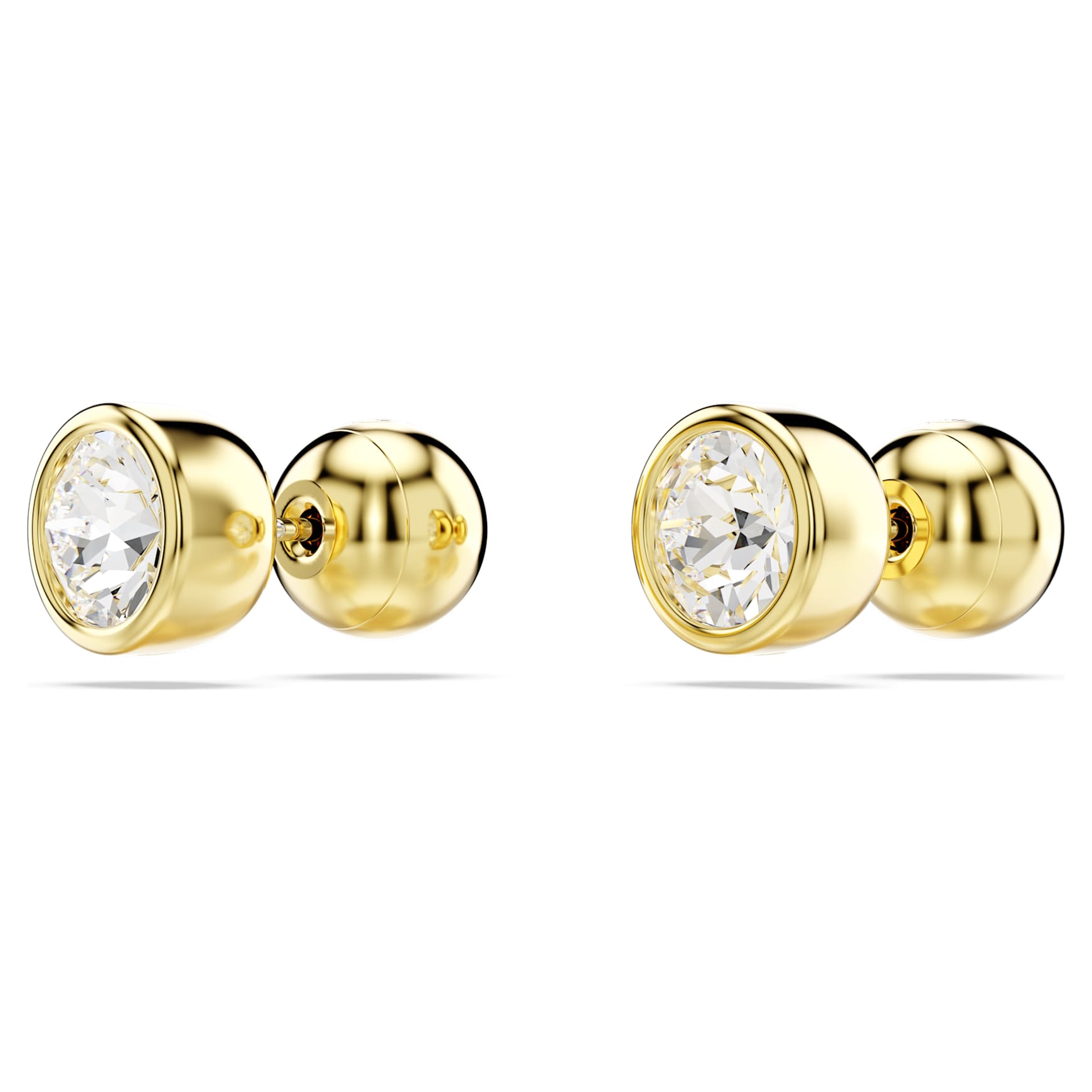 Imber stud earrings, Round cut, White, 18K gold finish