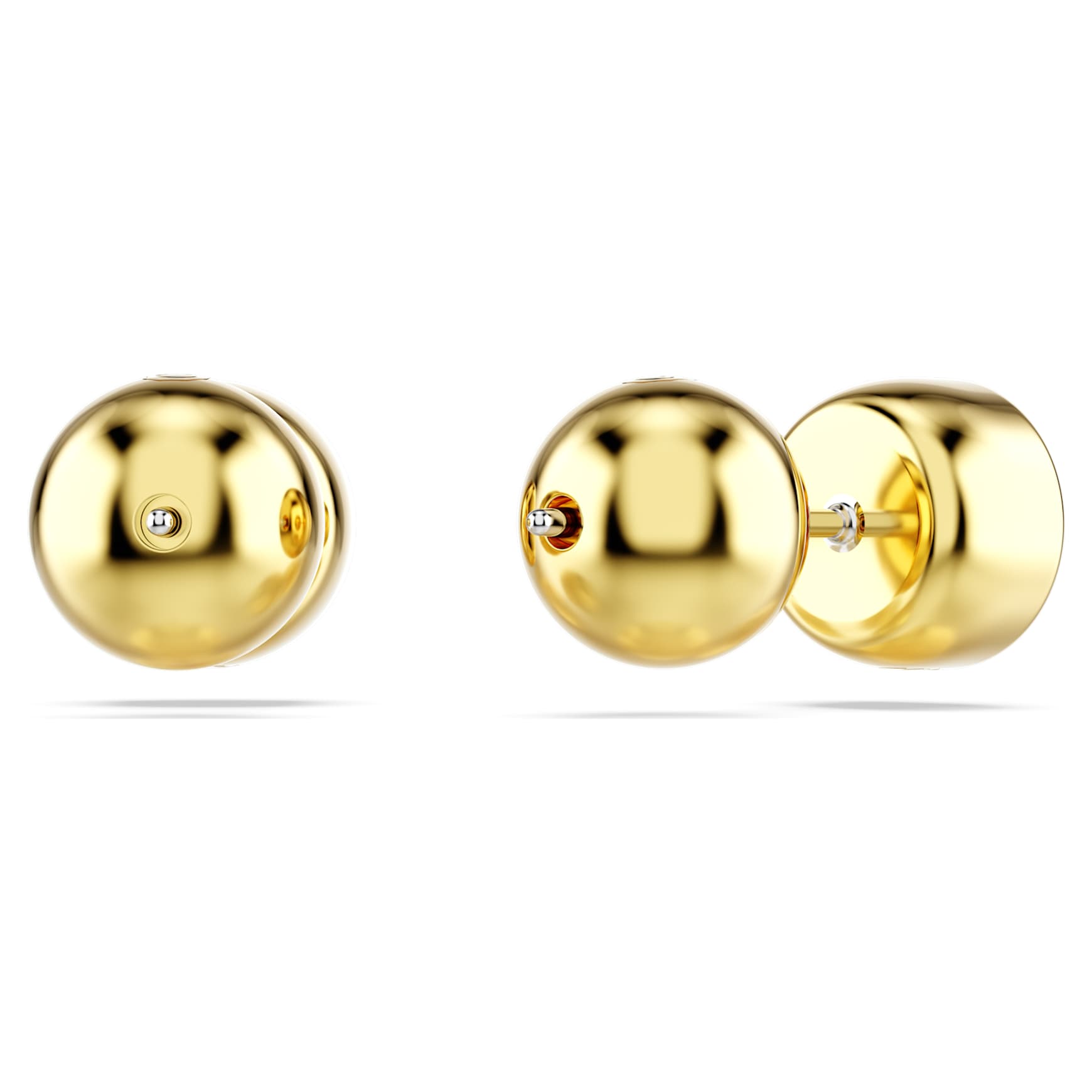 Imber stud earrings, Round cut, White, 18K gold finish