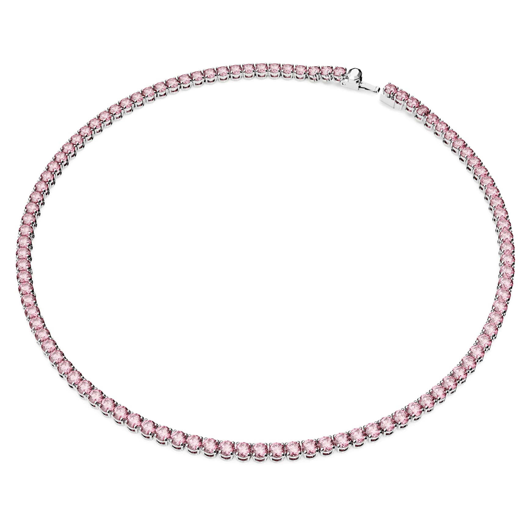 Matrix Tennis necklace, Round cut, Pink, Rhodium plated by SWAROVSKI