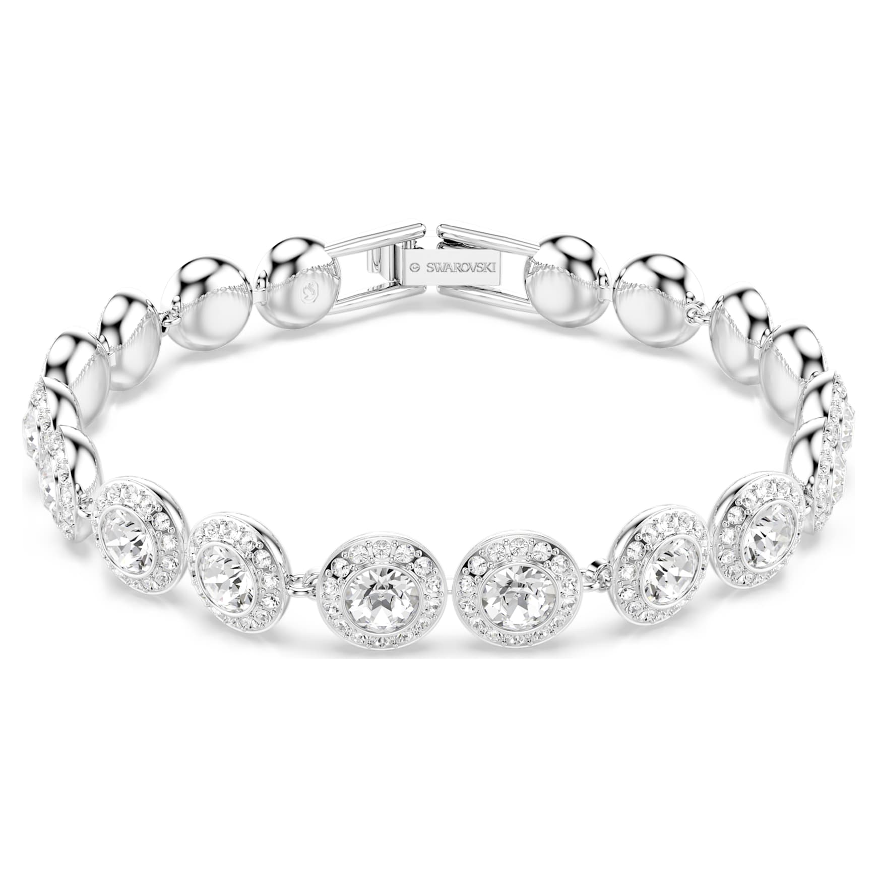 Una Angelic bracelet, Round cut, White, Rhodium plated by SWAROVSKI
