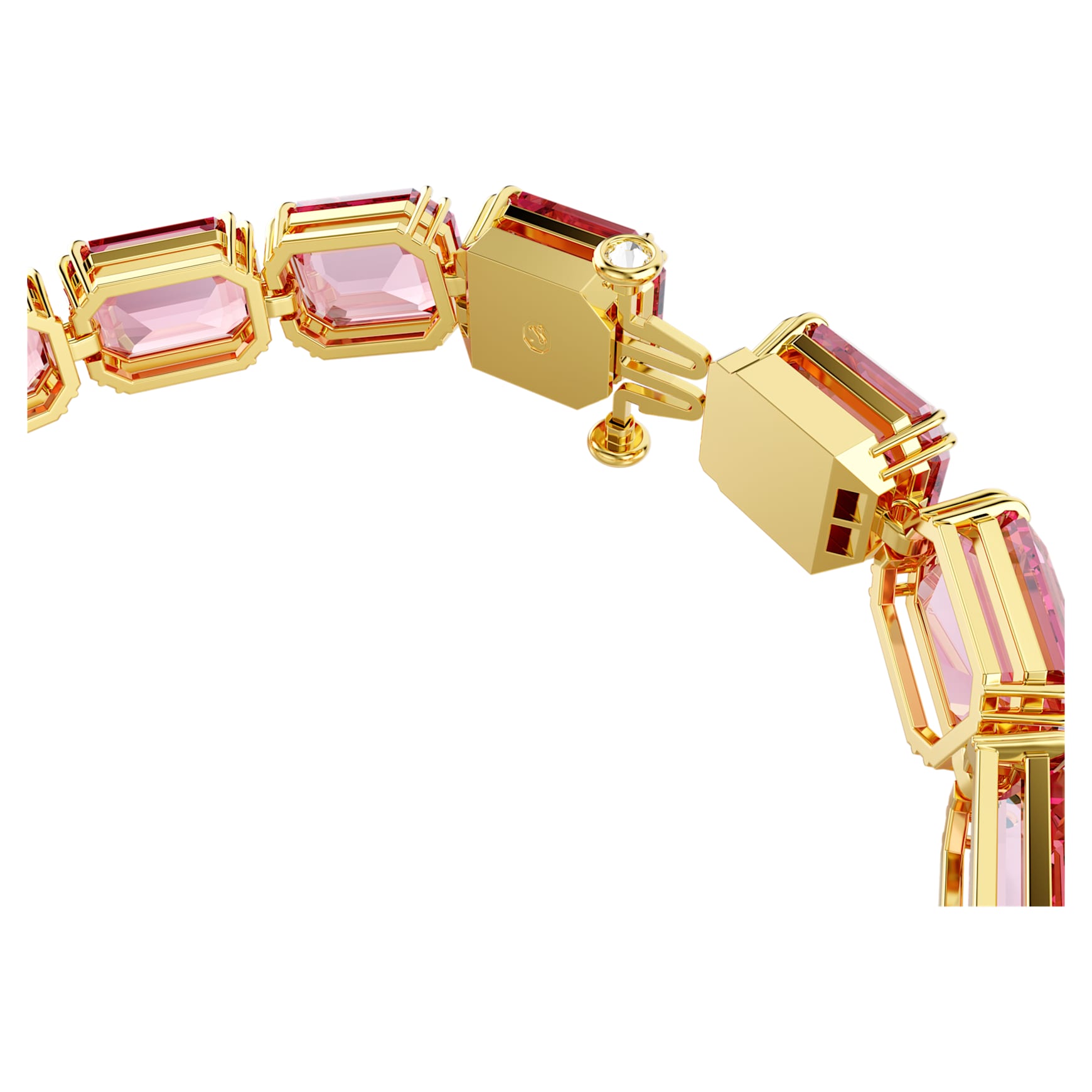 Millenia bracelet, Octagon cut, Pink, Gold-tone plated by SWAROVSKI