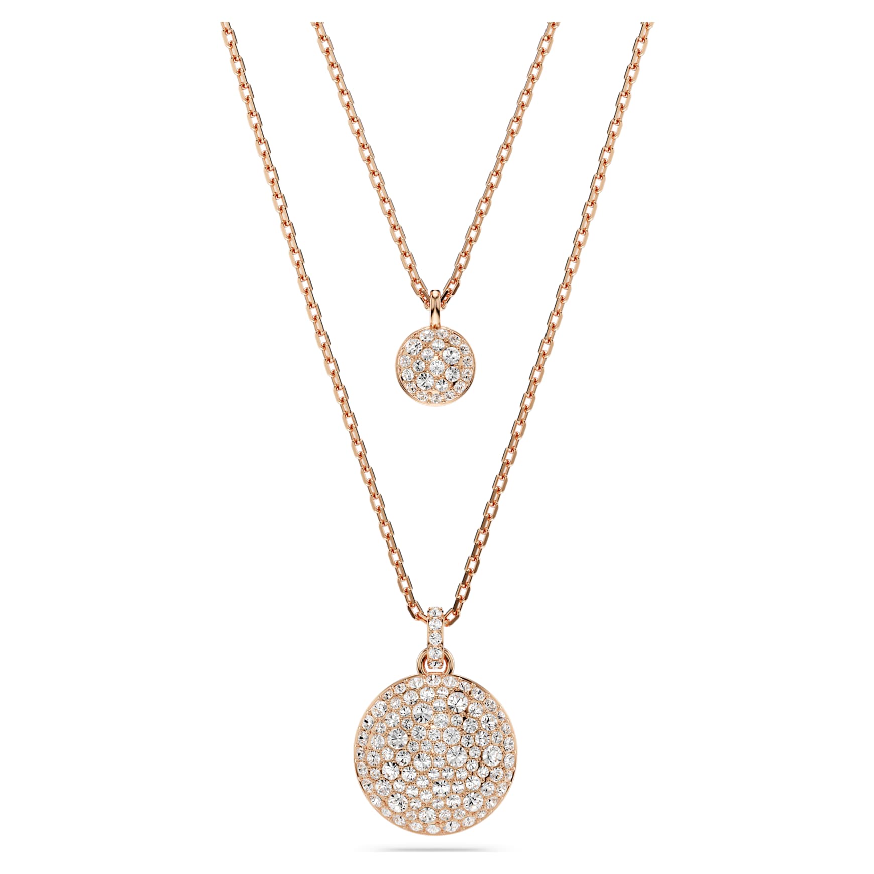 Sublima layered pendant, White, Rose gold-tone plated by SWAROVSKI