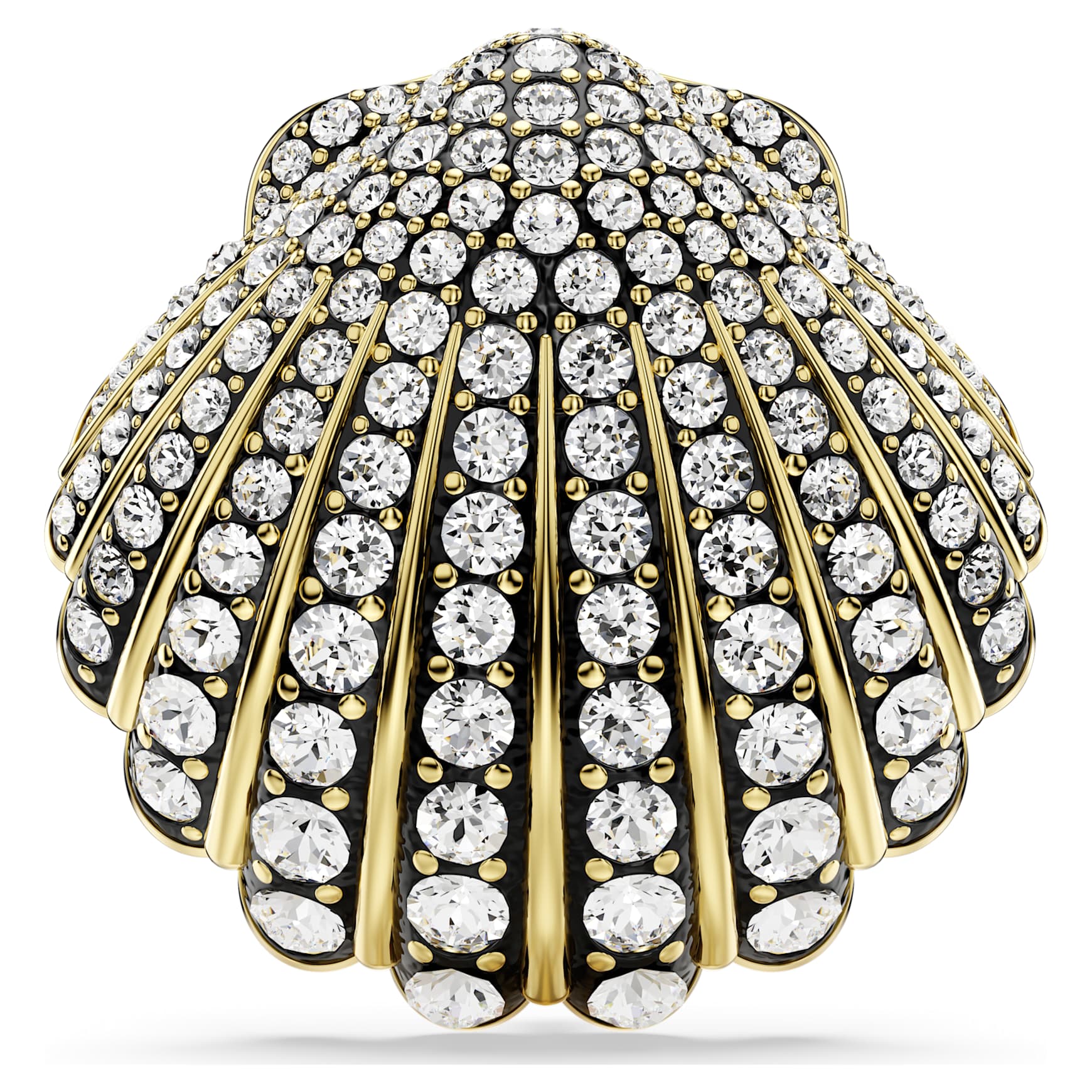 Idyllia brooch, Shell, White, Gold-tone plated by SWAROVSKI