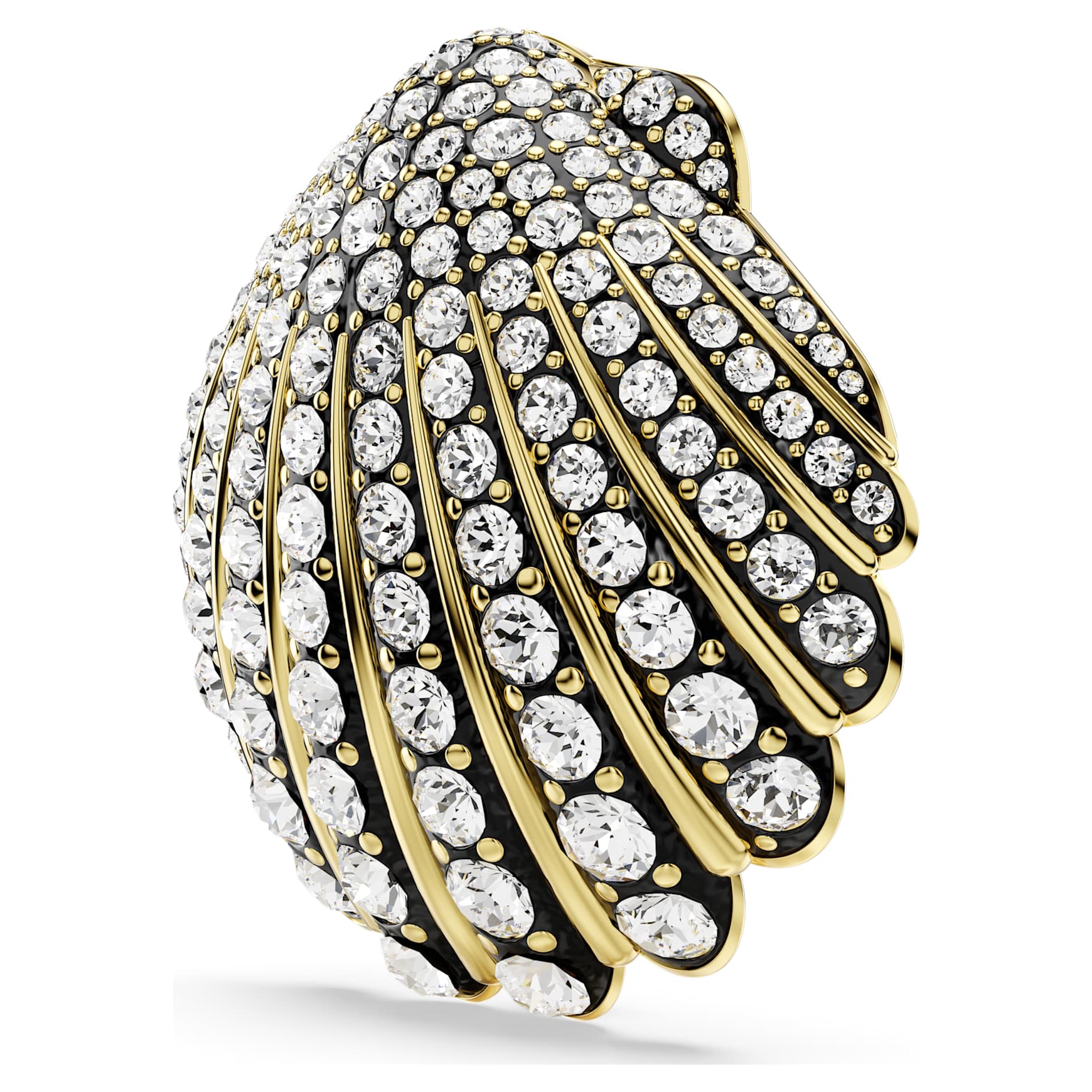 Idyllia brooch, Shell, White, Gold-tone plated by SWAROVSKI
