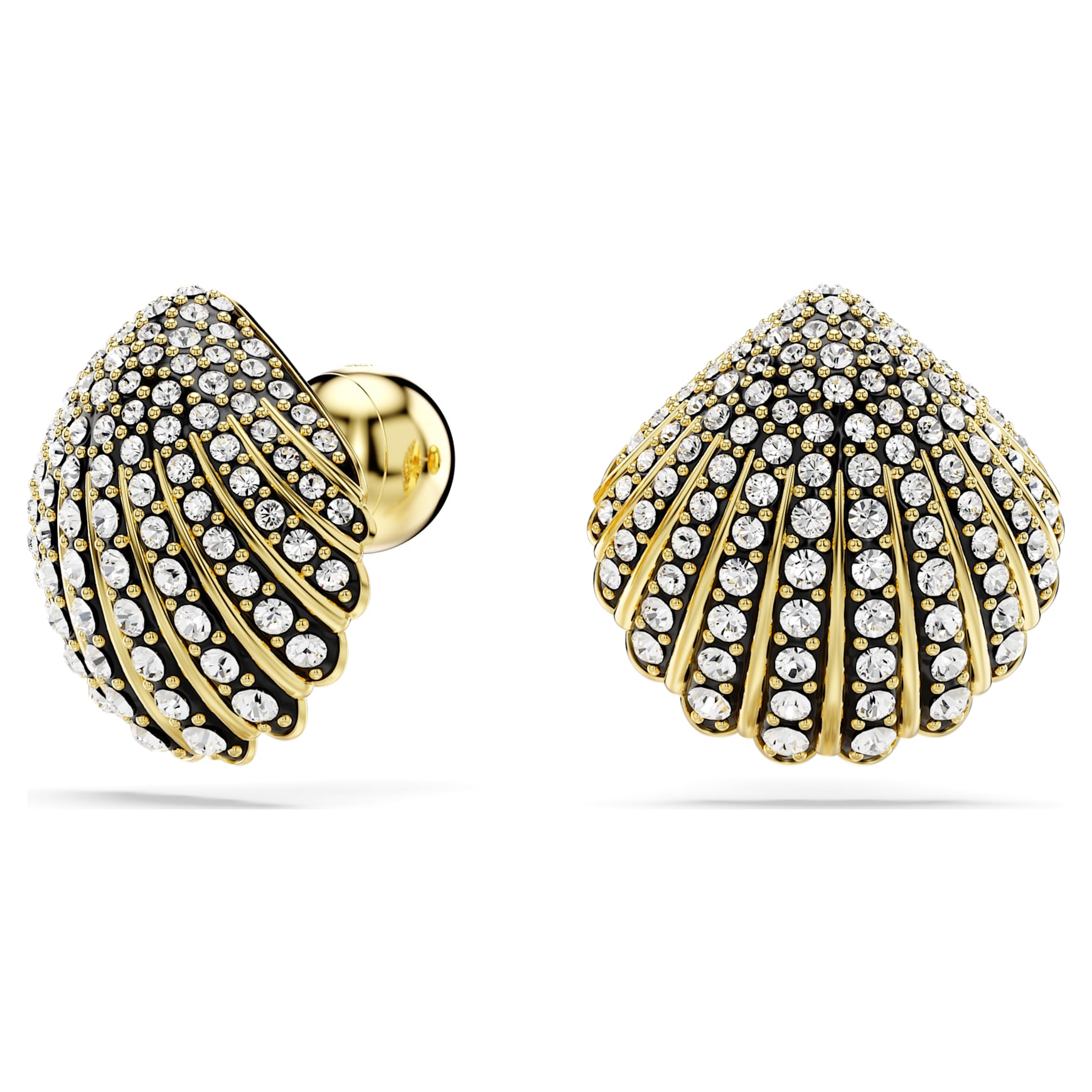 Idyllia stud earrings, Shell, White, 18K gold finish