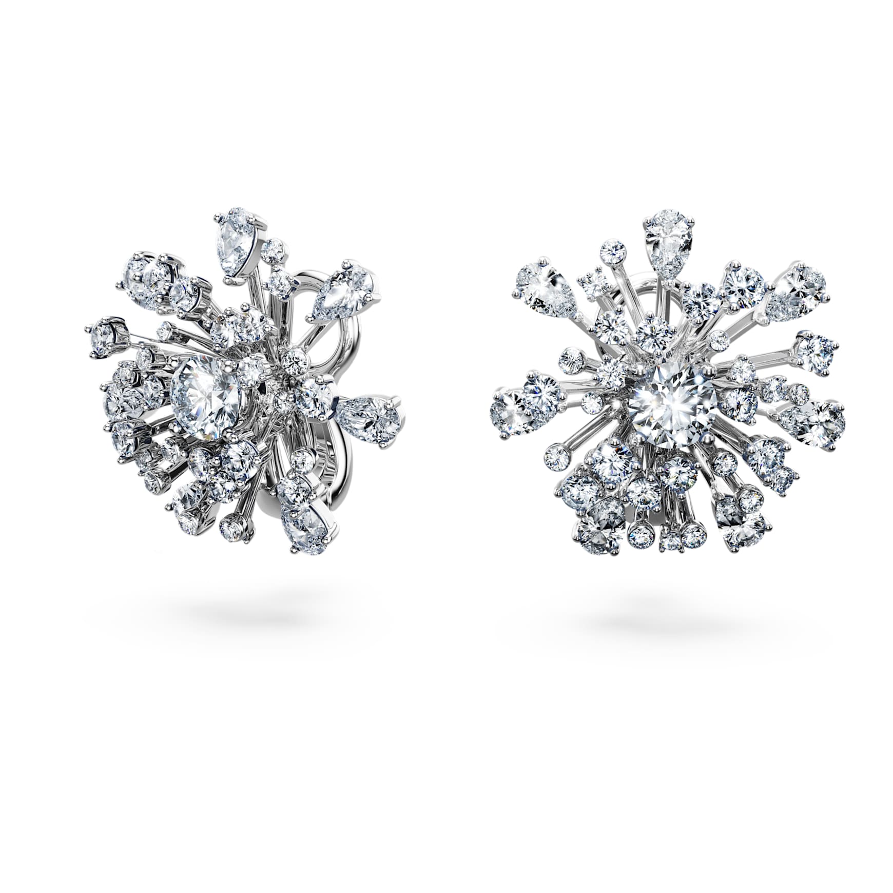 Galaxy stud earrings, Lab-grown diamonds 5.5 ct tw, Mixed shapes, 14K white gold by SWAROVSKI