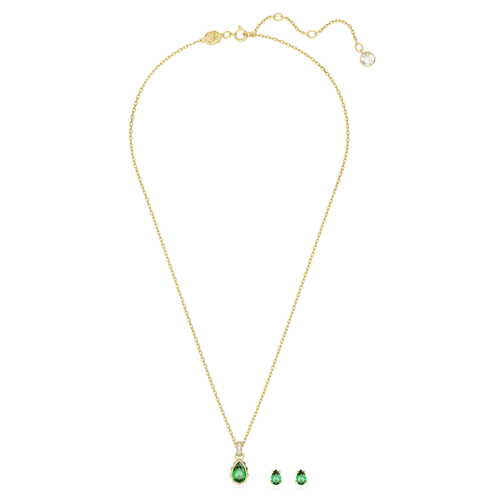 Chroma set, Mixed cuts, Green, 18K gold finish