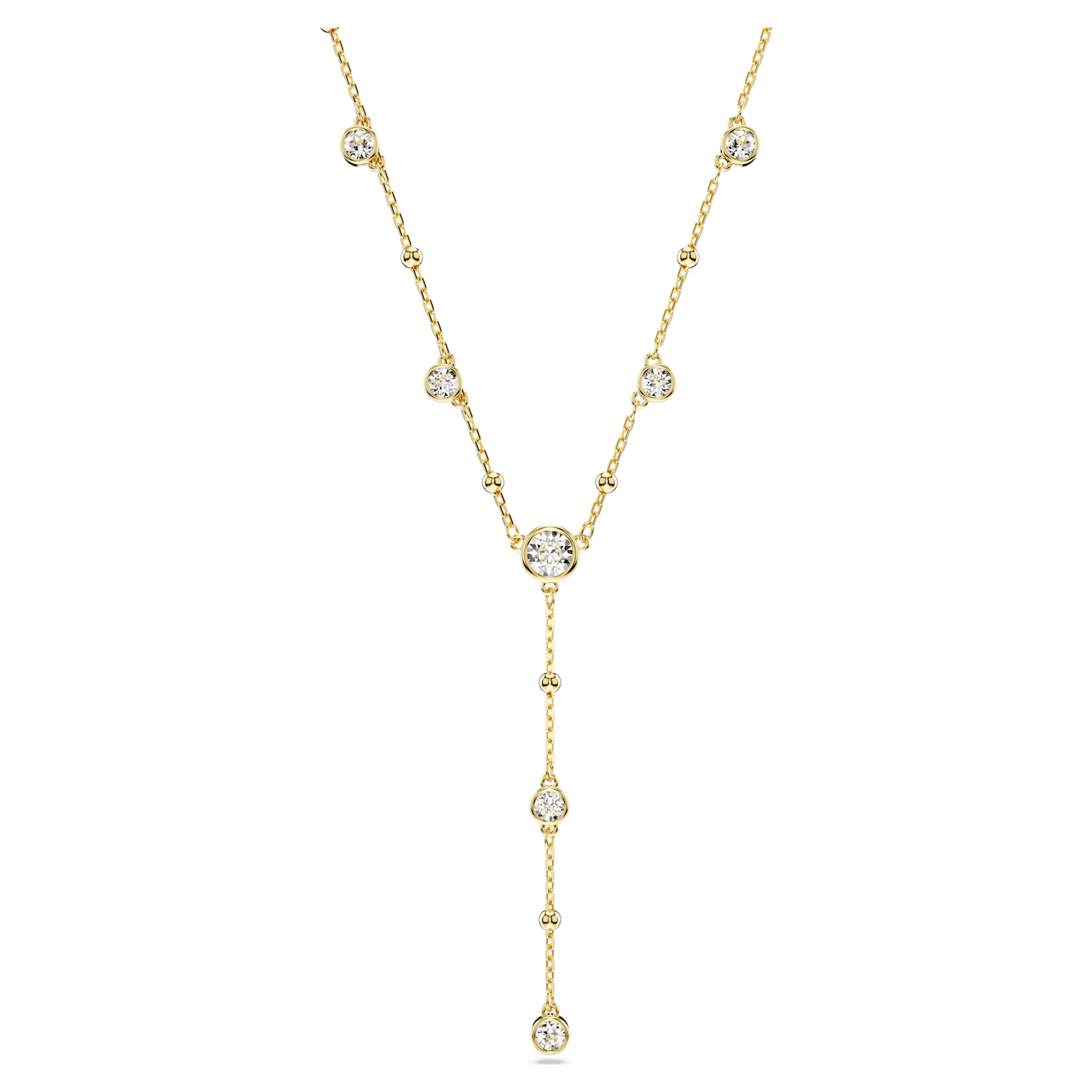 Imber Y necklace, Round cut, White, Gold-tone plated by SWAROVSKI