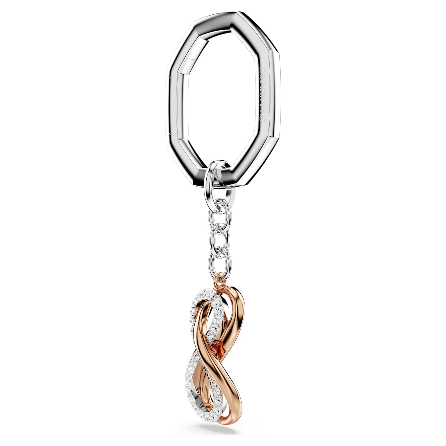 Hperbola key ring, Infinity, White, Mixed metal finish