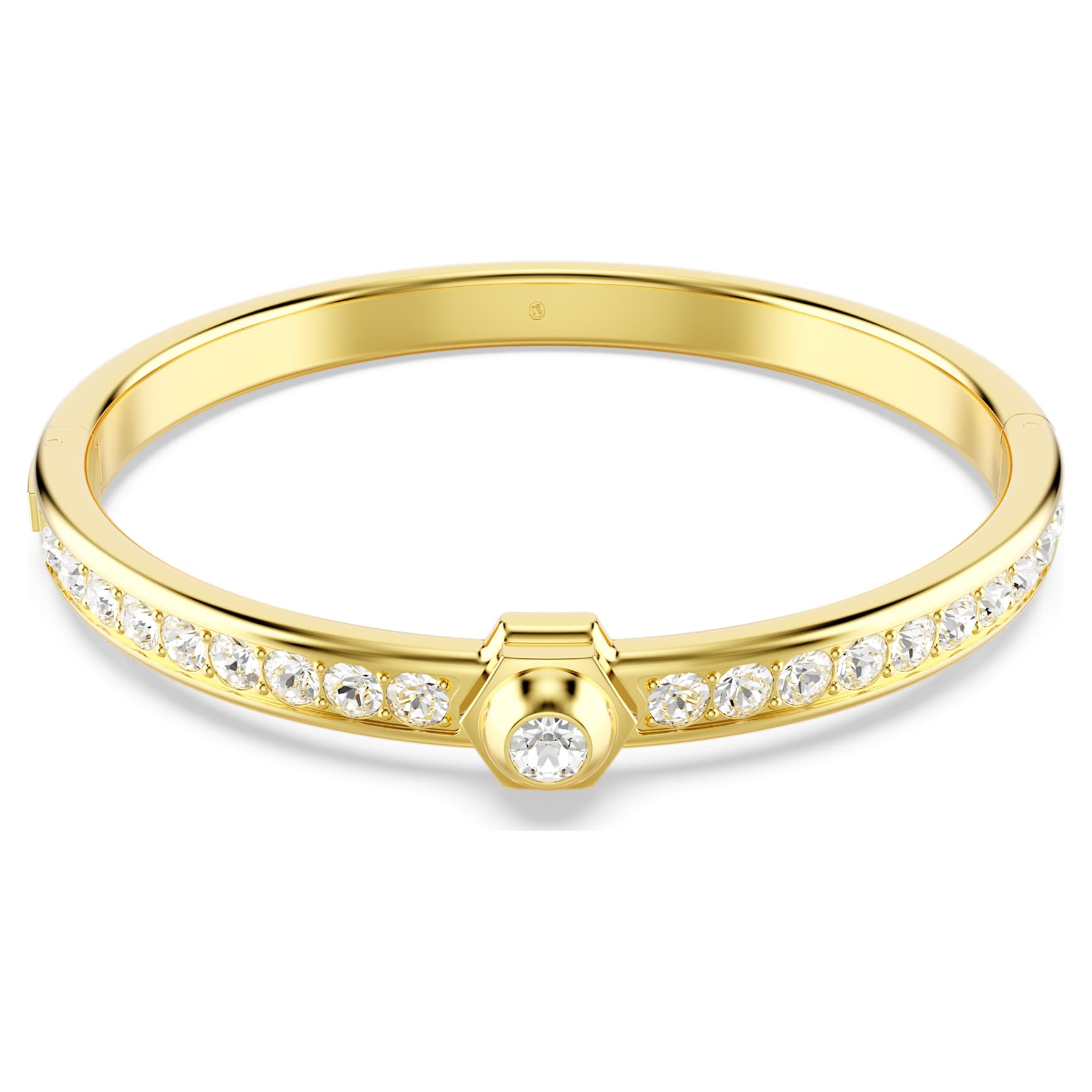 Numina bangle, Round cut, White, 18K gold finish