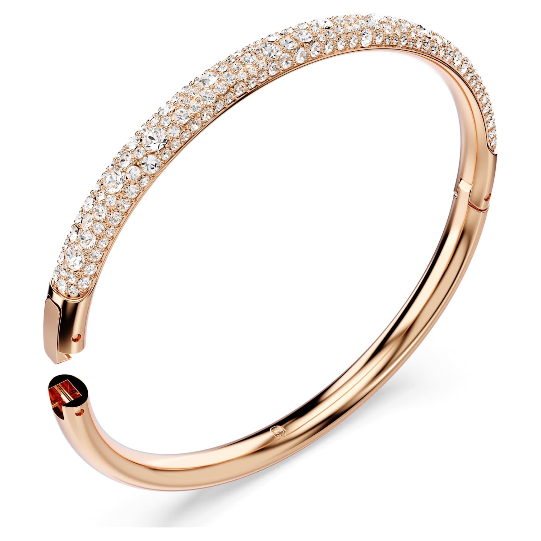 Sublima bangle, Snow pavé, White, Rose gold-tone plated by SWAROVSKI