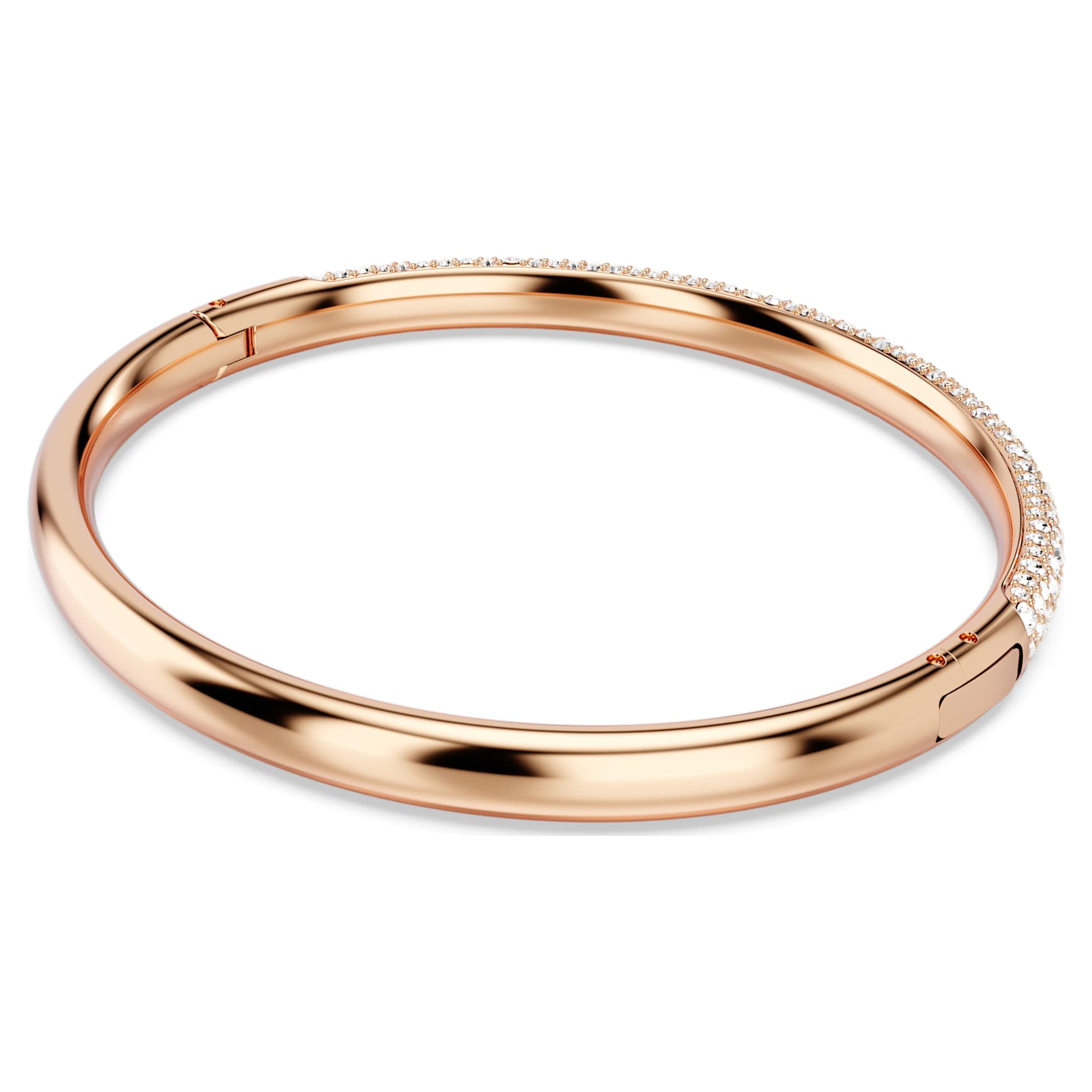 Sublima bangle, Snow pavé, White, 18K rose gold finish