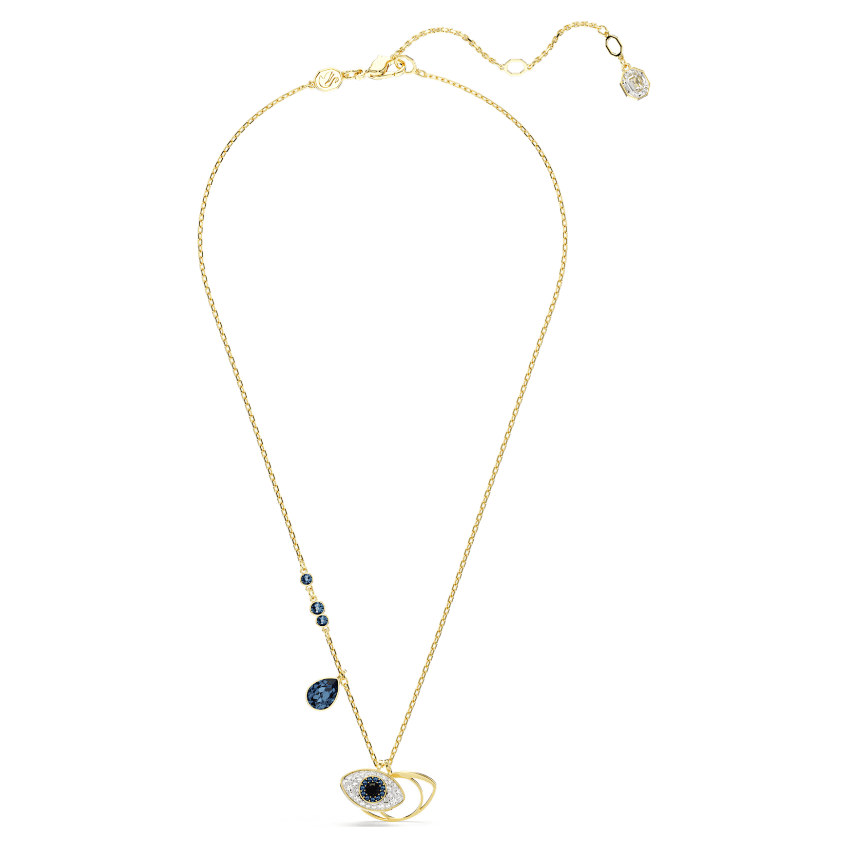 Symbolica pendant, Evil eye, Blue, 18K gold finish