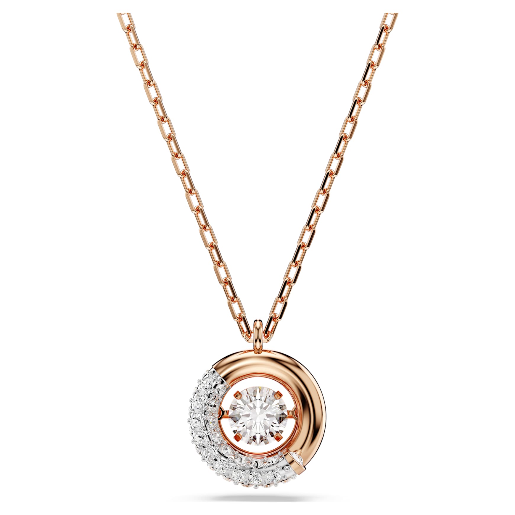 Dextera pendant, Round cut, White, 18K rose gold finish