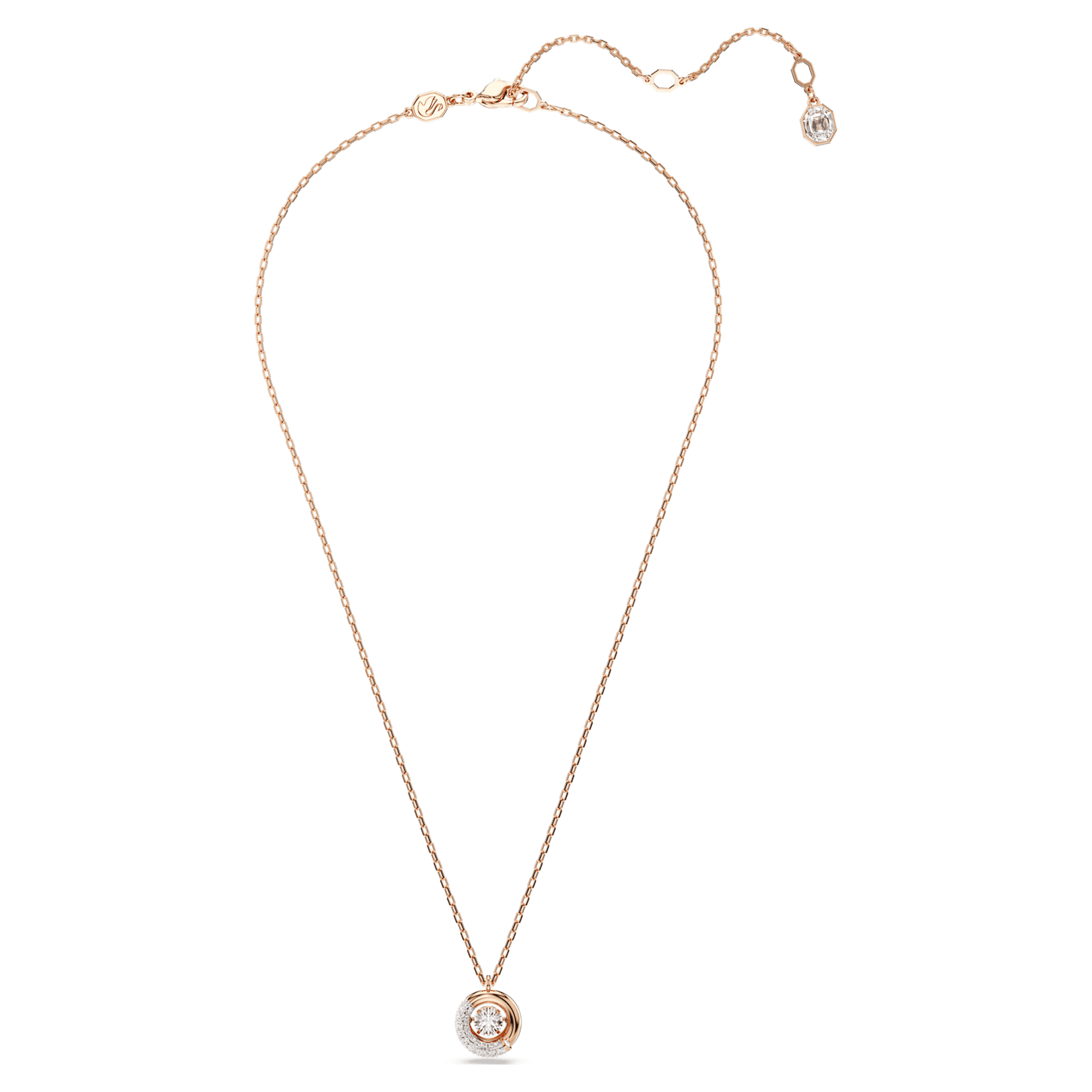 Dextera pendant, Round cut, White, 18K rose gold finish