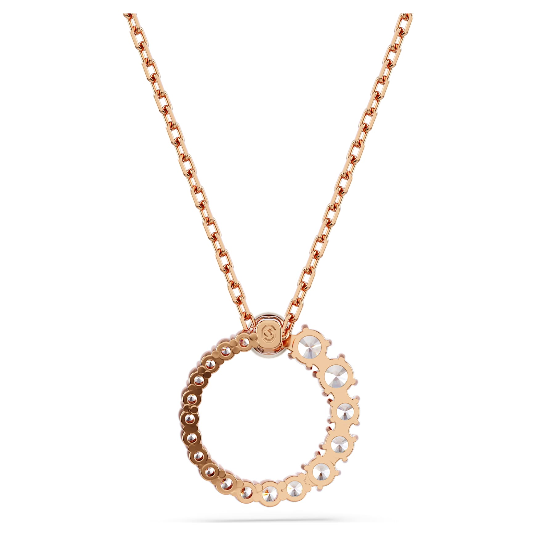 Matrix pendant, Crystal pearl, Round cut, White, 18K rose gold finish