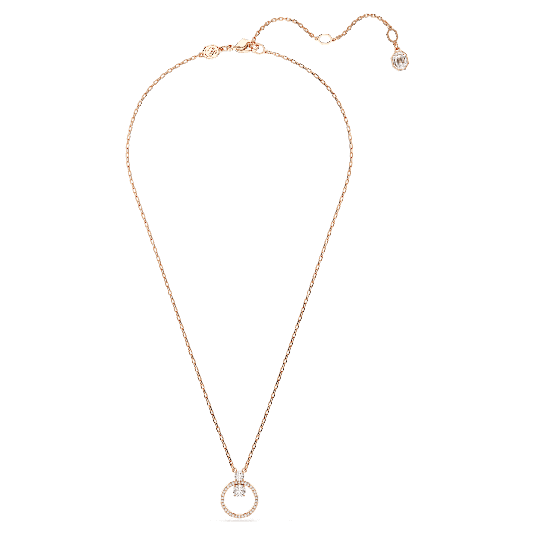 Constella pendant, Pavé, Round cut, White, 18K rose gold finish