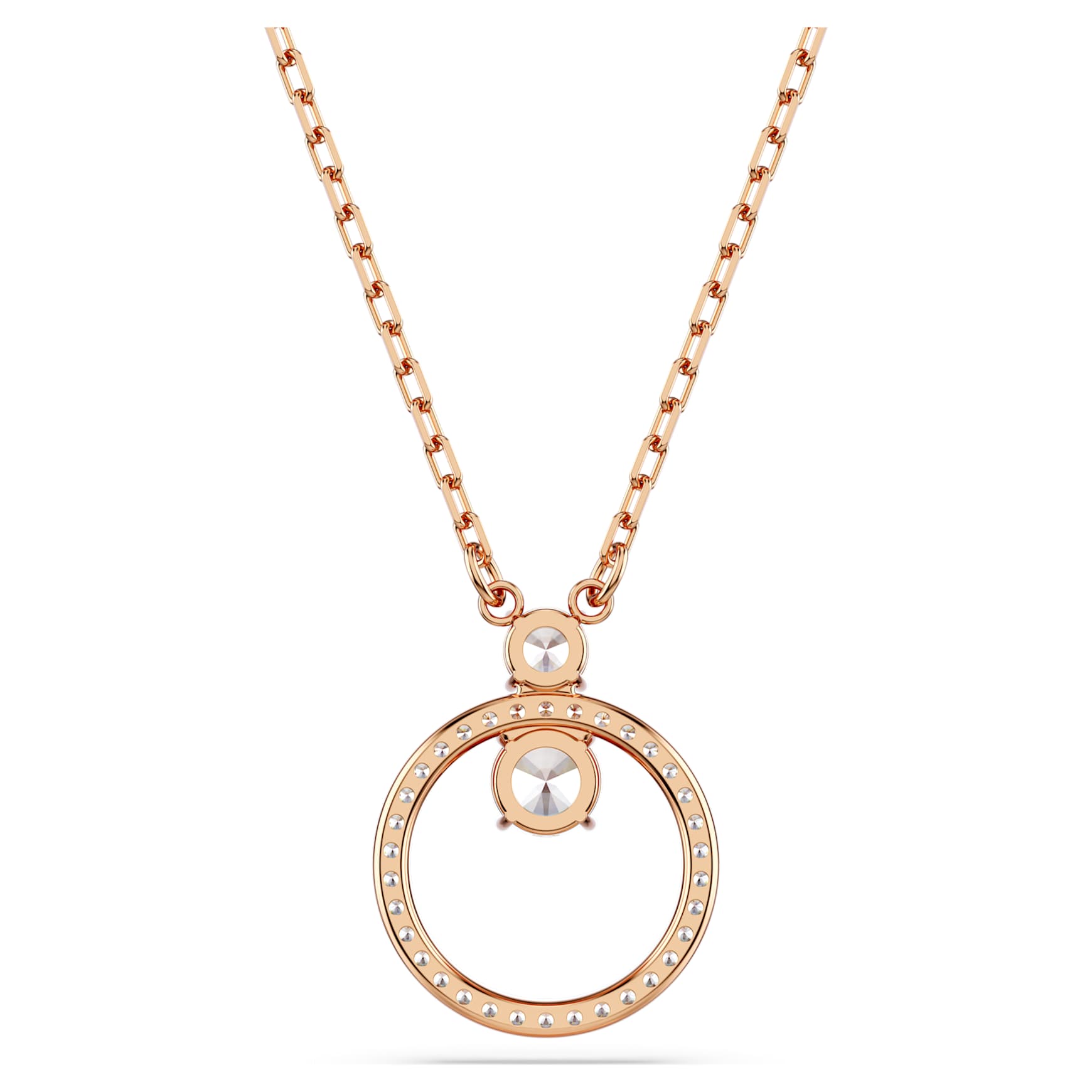 Constella pendant, Pavé, Round cut, White, 18K rose gold finish