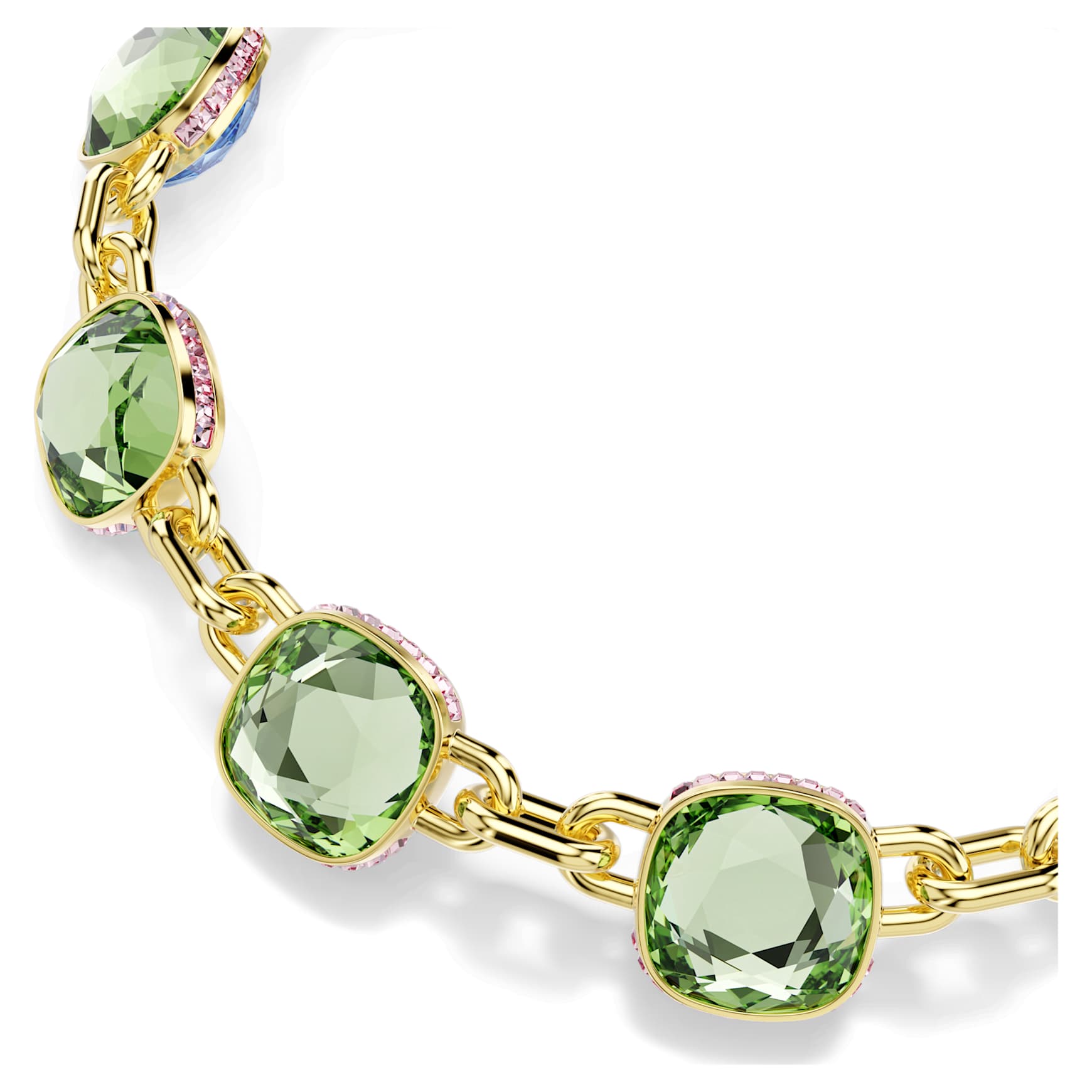 Chroma Tennis necklace, Cushion cut, Multicoloured, 18K gold finish
