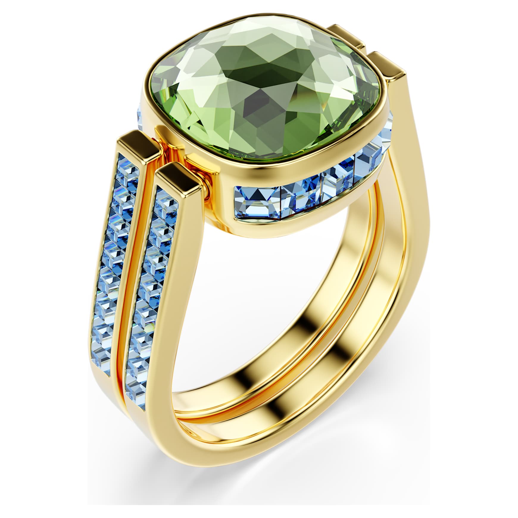 Chroma ring, Cushion cut, Multicolored, Gold-tone plated by SWAROVSKI