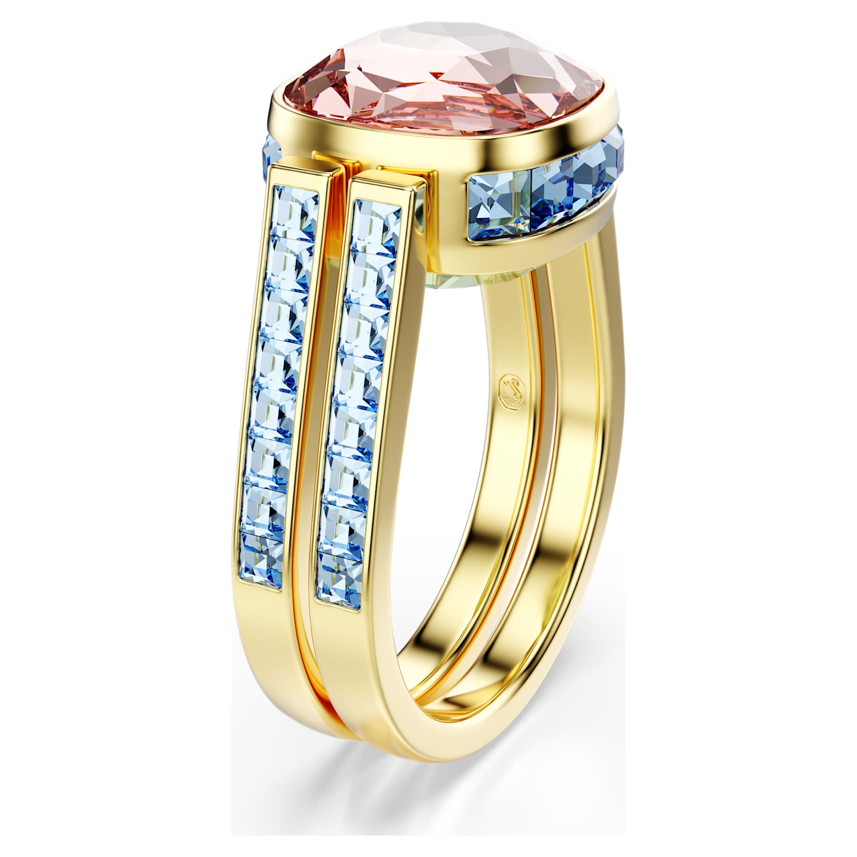Chroma ring, Cushion cut, Multicolored, Gold-tone plated by SWAROVSKI