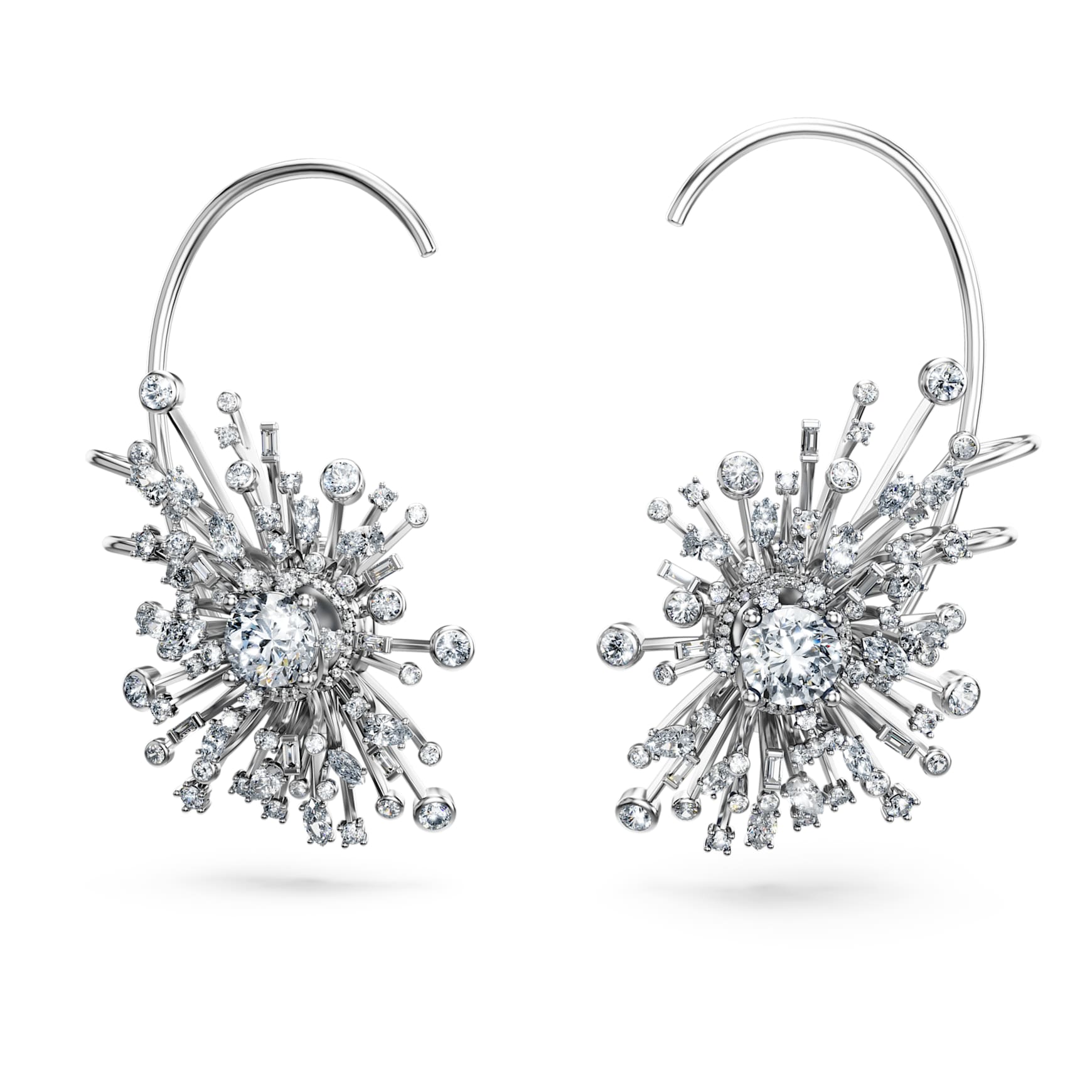 Galaxy earrings, Lab-grown diamonds 14.67 ct tw, Mixed shapes, 18K white gold by SWAROVSKI