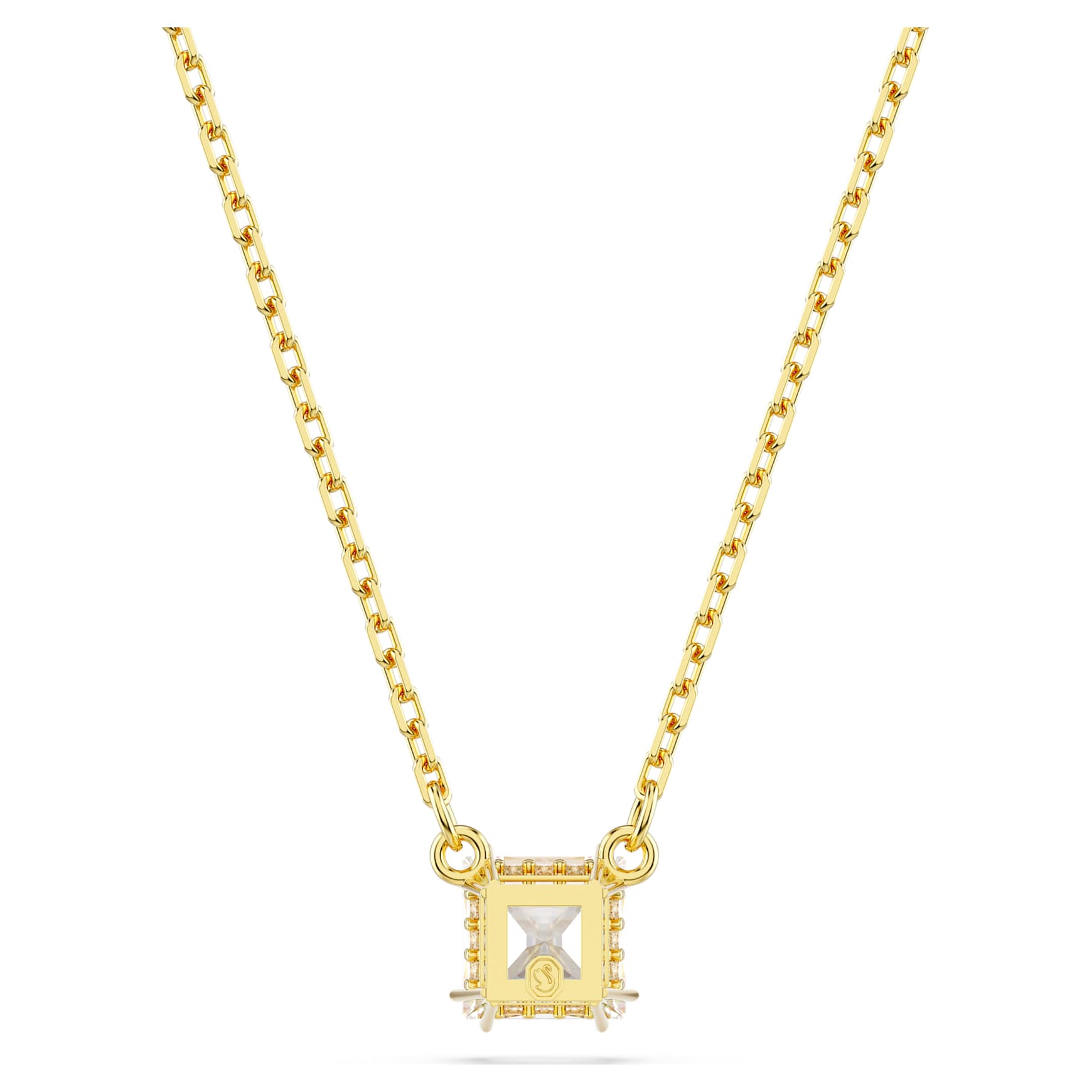 Stilla Attract pendant, Square cut, White, 18K gold finish