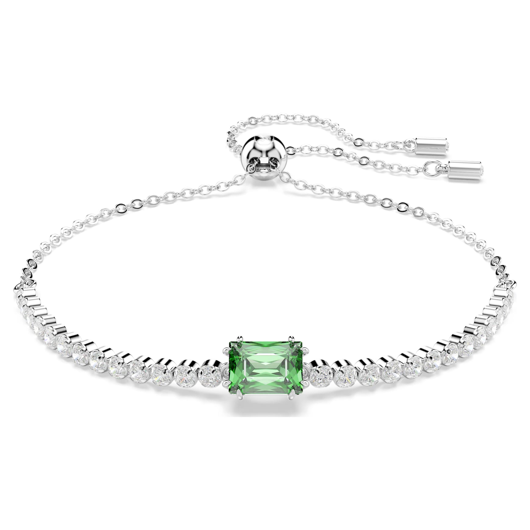 Matrix bracelet, Mixed cuts, Green, Rhodium plated by SWAROVSKI