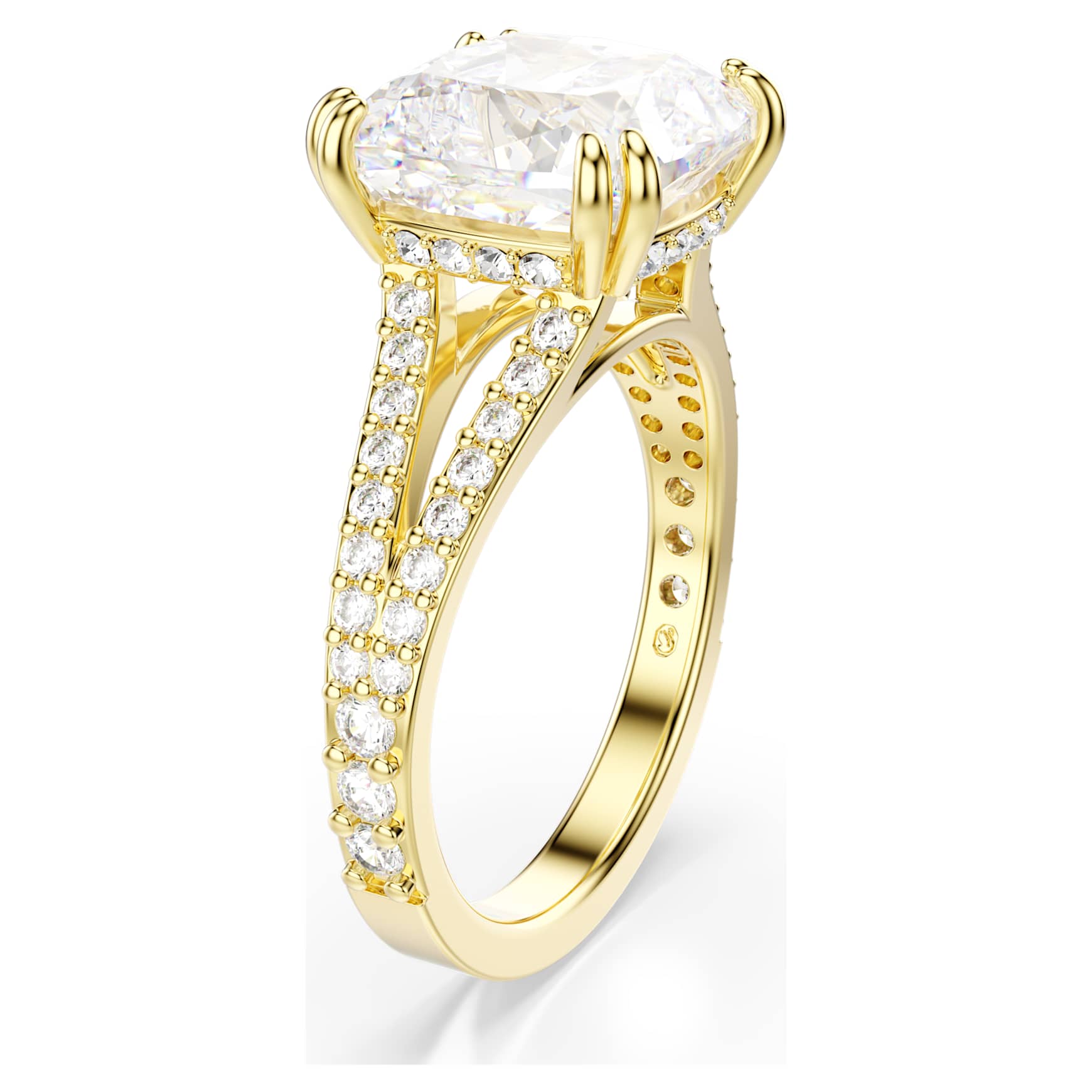 Stilla cocktail ring, Square cut, Pavé, White, Gold-tone plated by SWAROVSKI