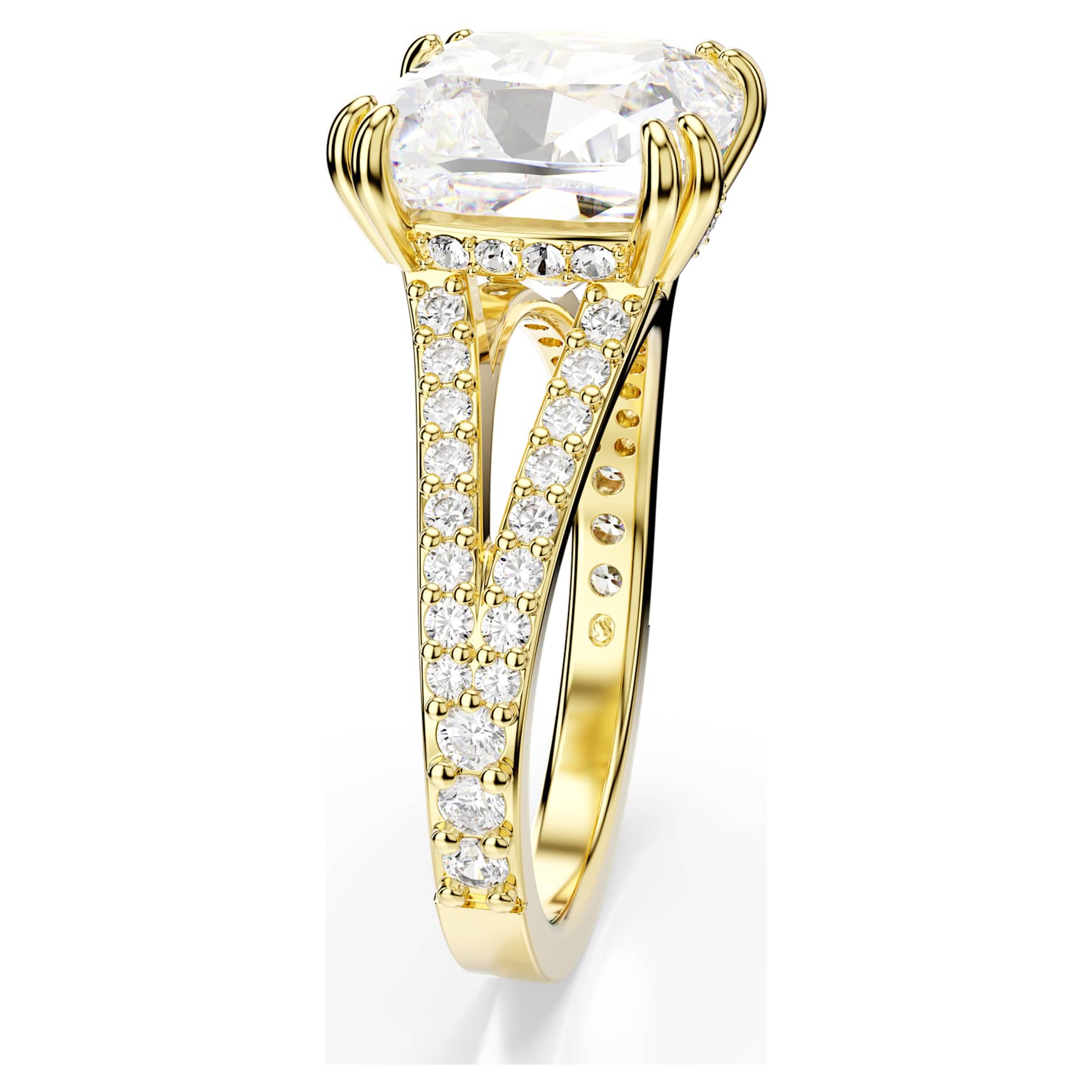 Stilla cocktail ring, Square cut, Pavé, White, 18K gold finish