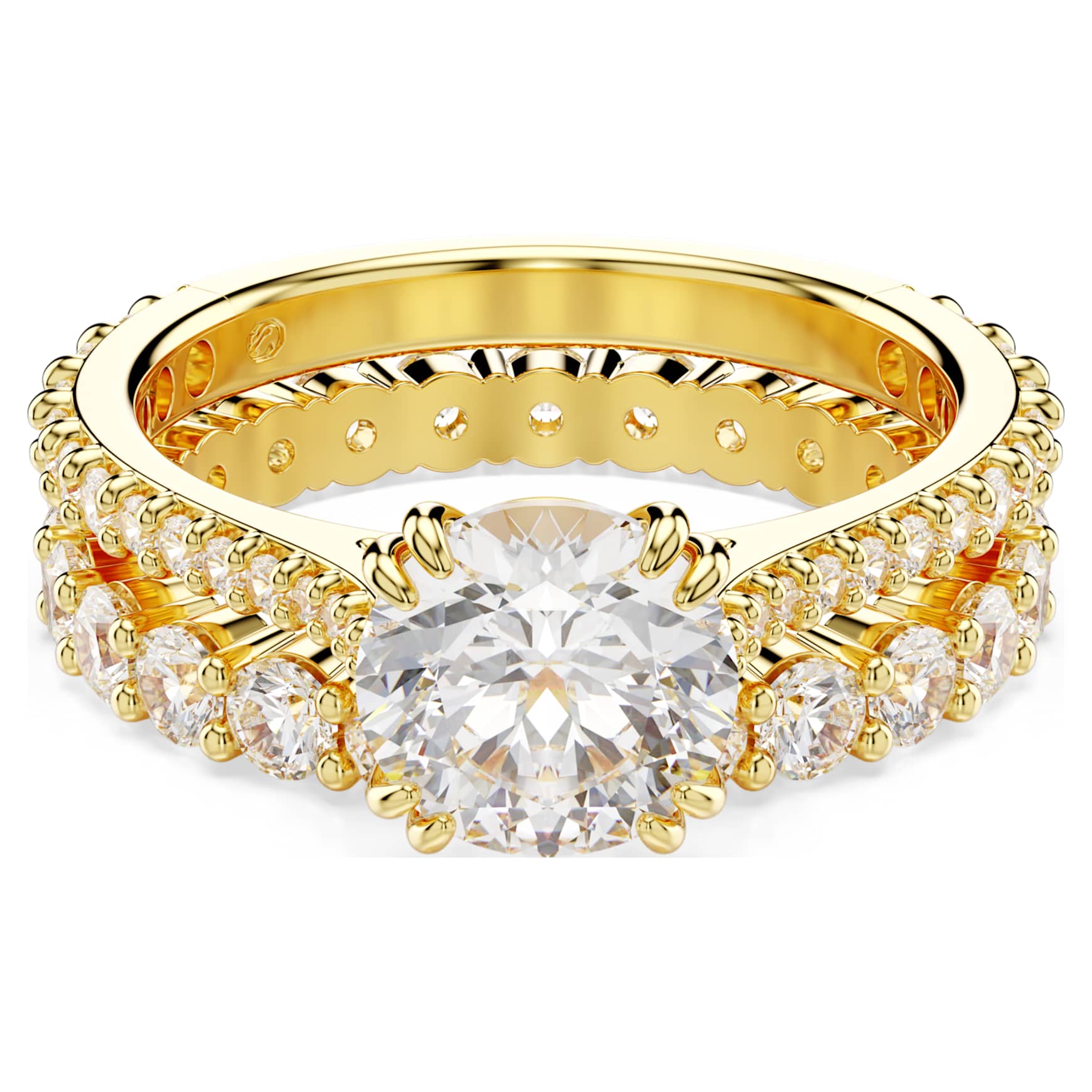 Stilla ring, Set (2), Round cut, White, 18K gold finish