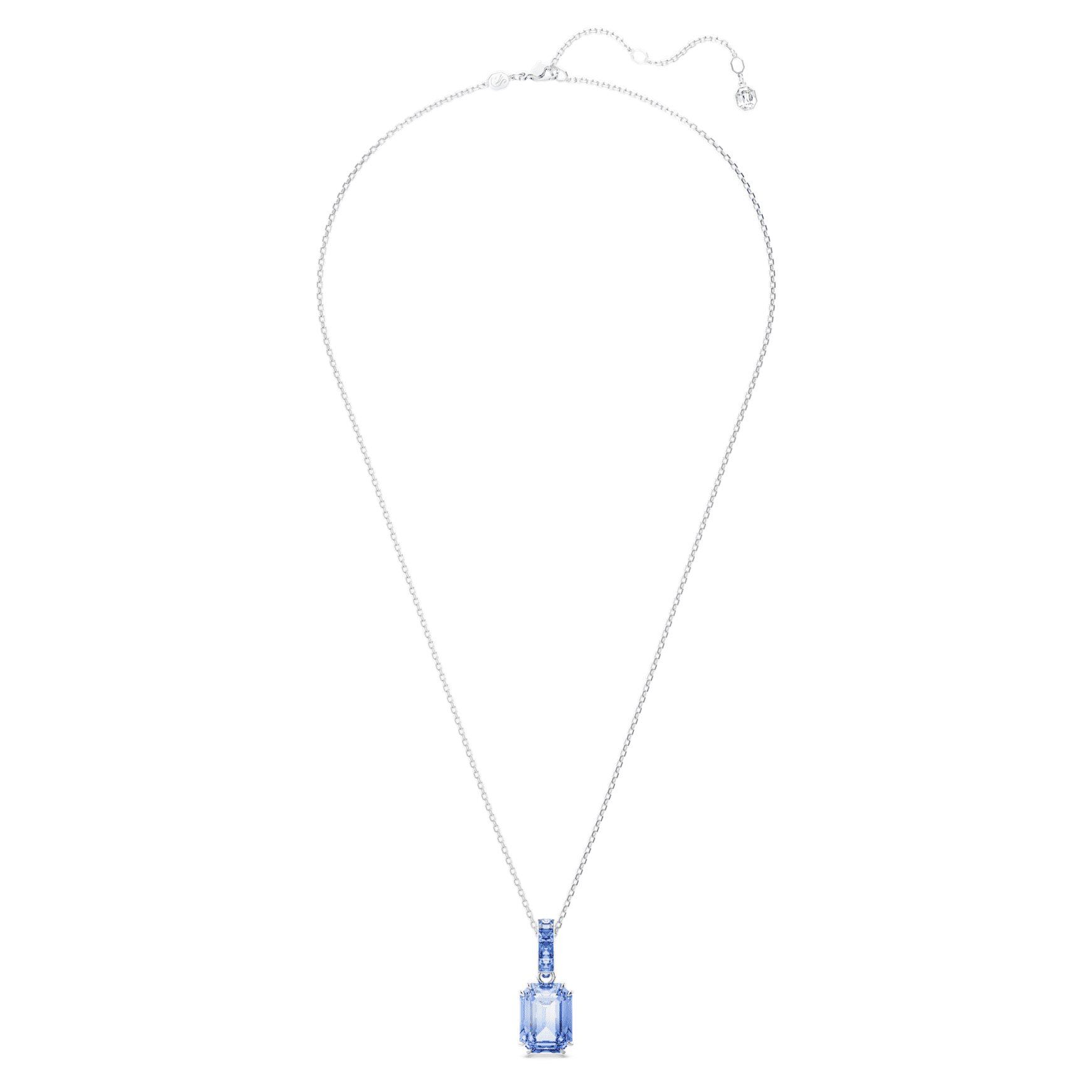 Millenia pendant, Octagon cut, Blue, Rhodium plated by SWAROVSKI