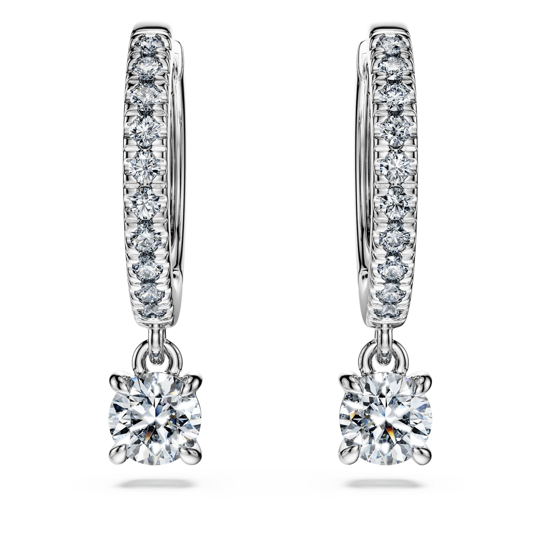 Eternity drop earrings, Lab-grown diamonds 0.7 ct tw, Round shape, 14K white gold by SWAROVSKI
