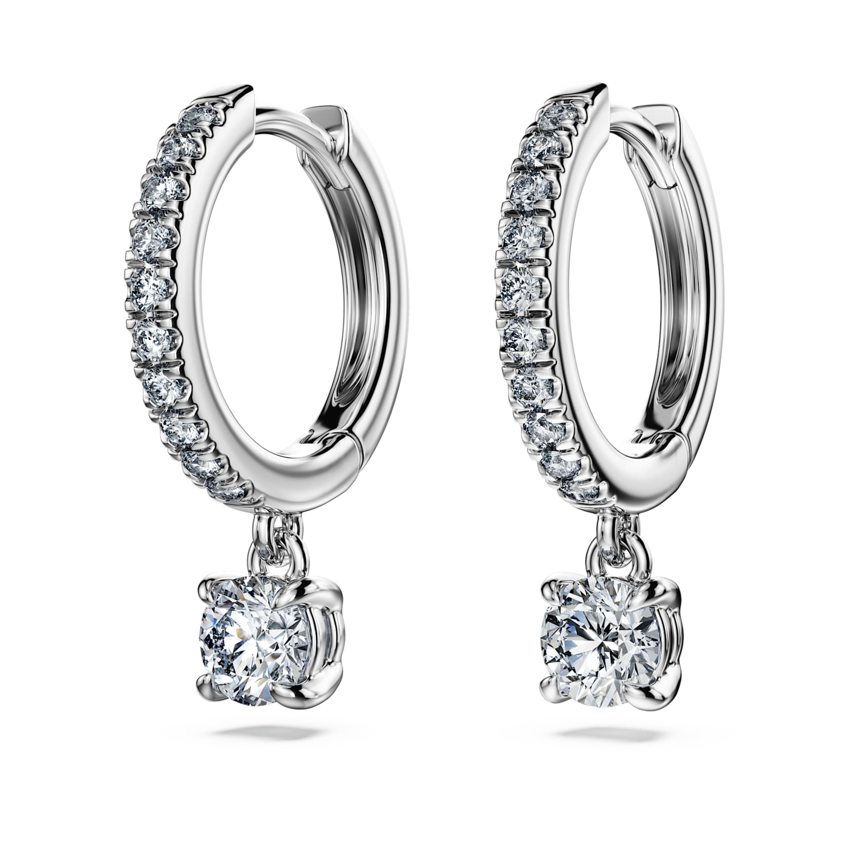 Eternity drop earrings, Lab-grown diamonds 0.7 ct tw, Round shape, 14K white gold by SWAROVSKI