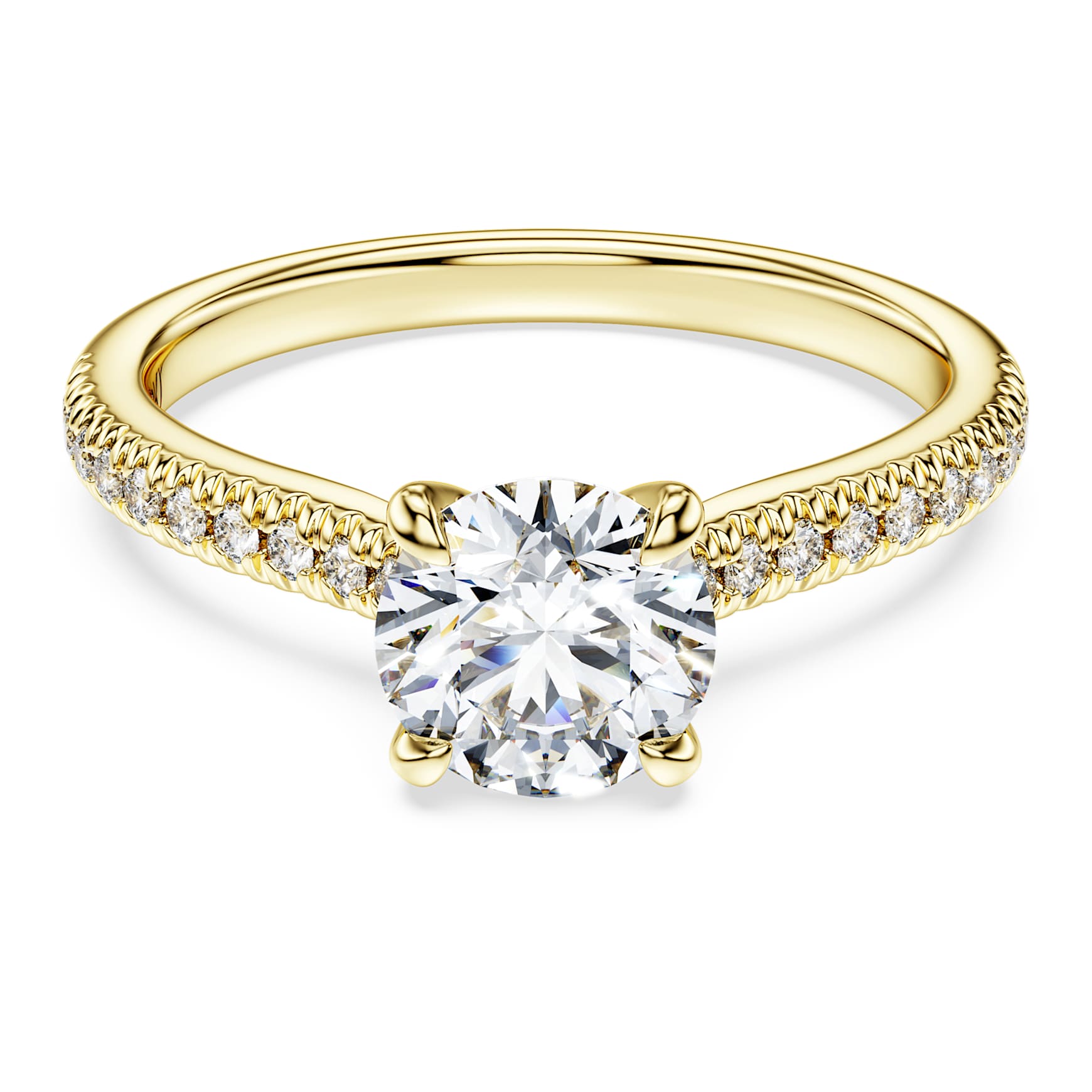 Eternity solitaire ring, Lab-grown diamonds 1.2 ct tw, Round shape, 14K yellow gold by SWAROVSKI