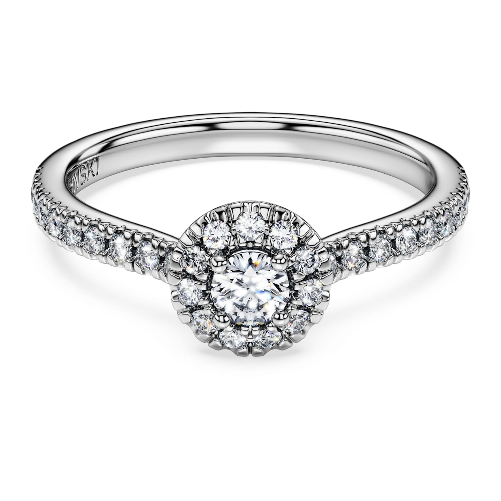 Eternity halo solitaire ring, Lab-grown diamonds 0.45 ct tw, Round shape, Sterling silver by SWAROVSKI