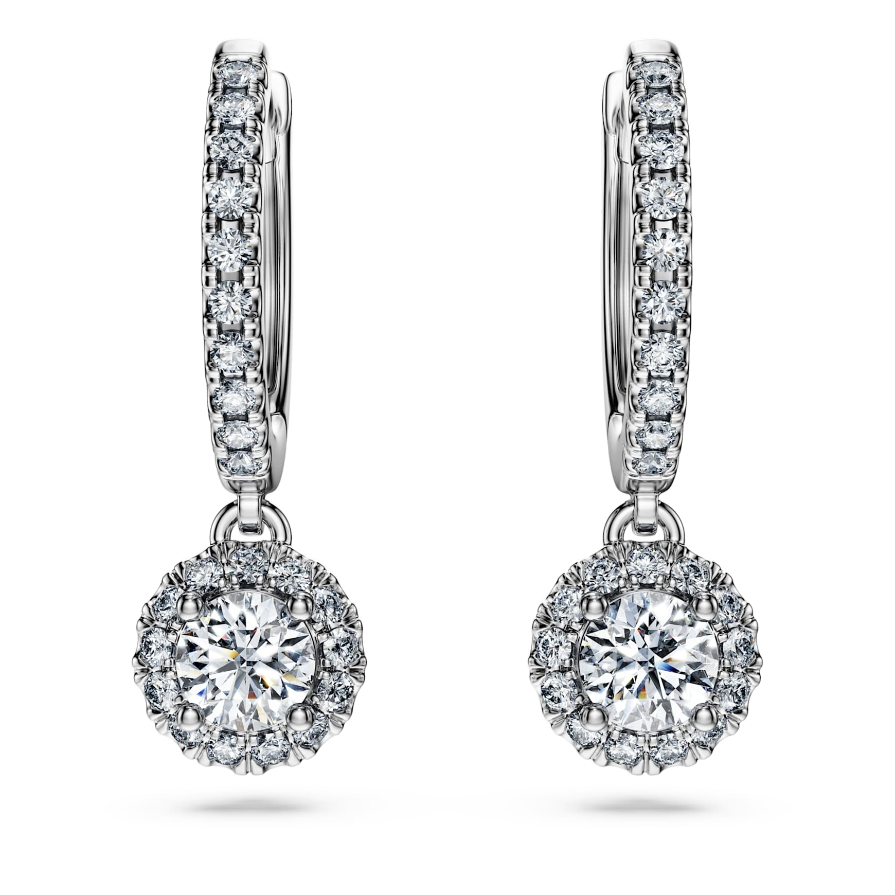 Eternity drop earrings, Lab-grown diamonds 1.1 ct tw, Round shape, 14K white gold by SWAROVSKI